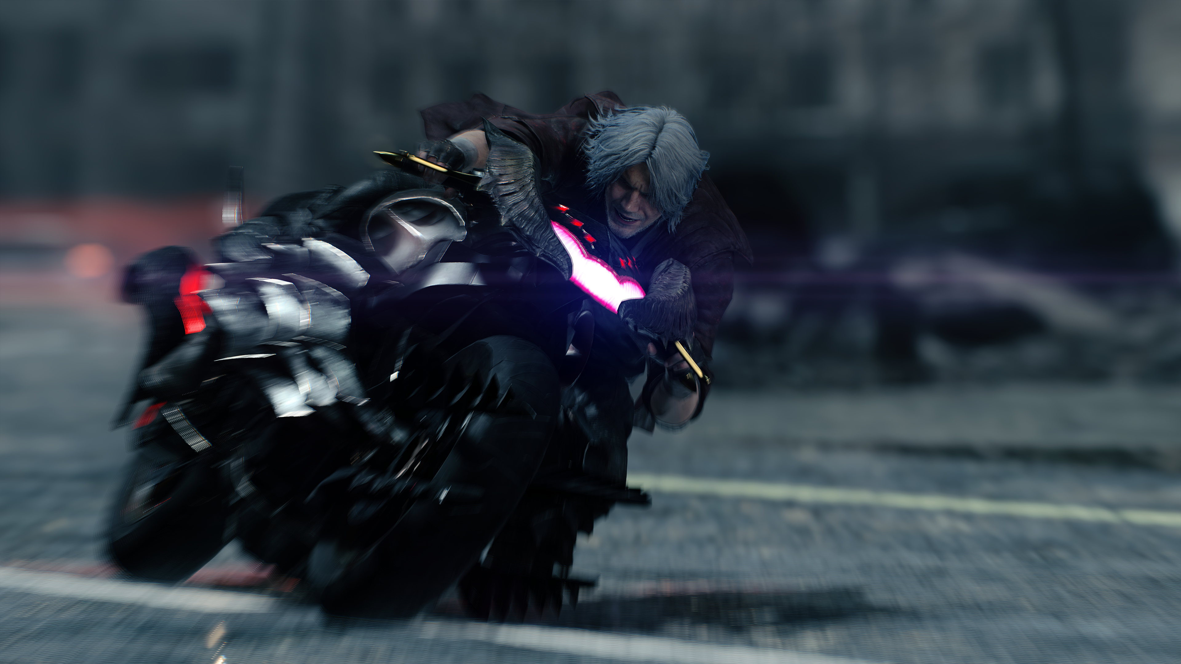 Dante, Cavaliere motorcycle, motion blur road, 4K Desktop wallpaper