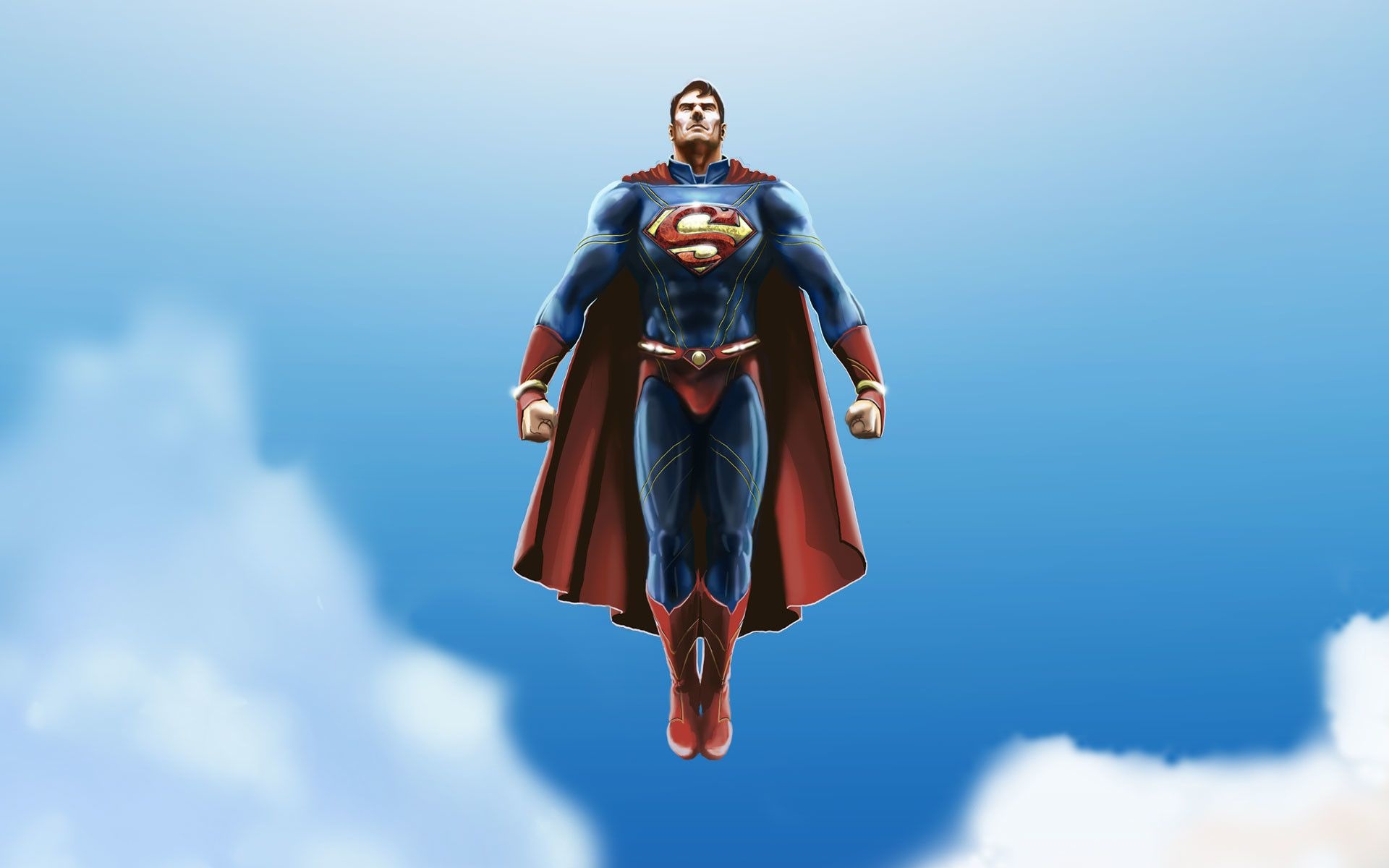 Superman, House of El insignia, Blue sky and clouds, HD Desktop wallpaper