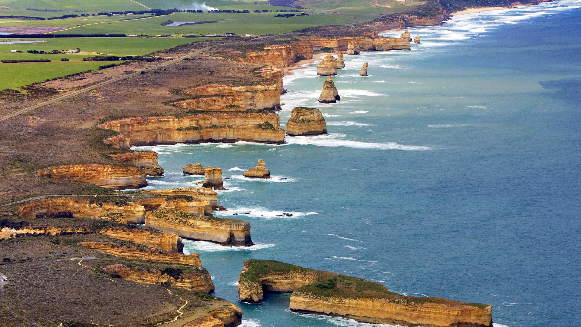 Twelve Apostles, Aerial view, Victoria Australia, Spotlight images, 1920x1080 Full HD Desktop