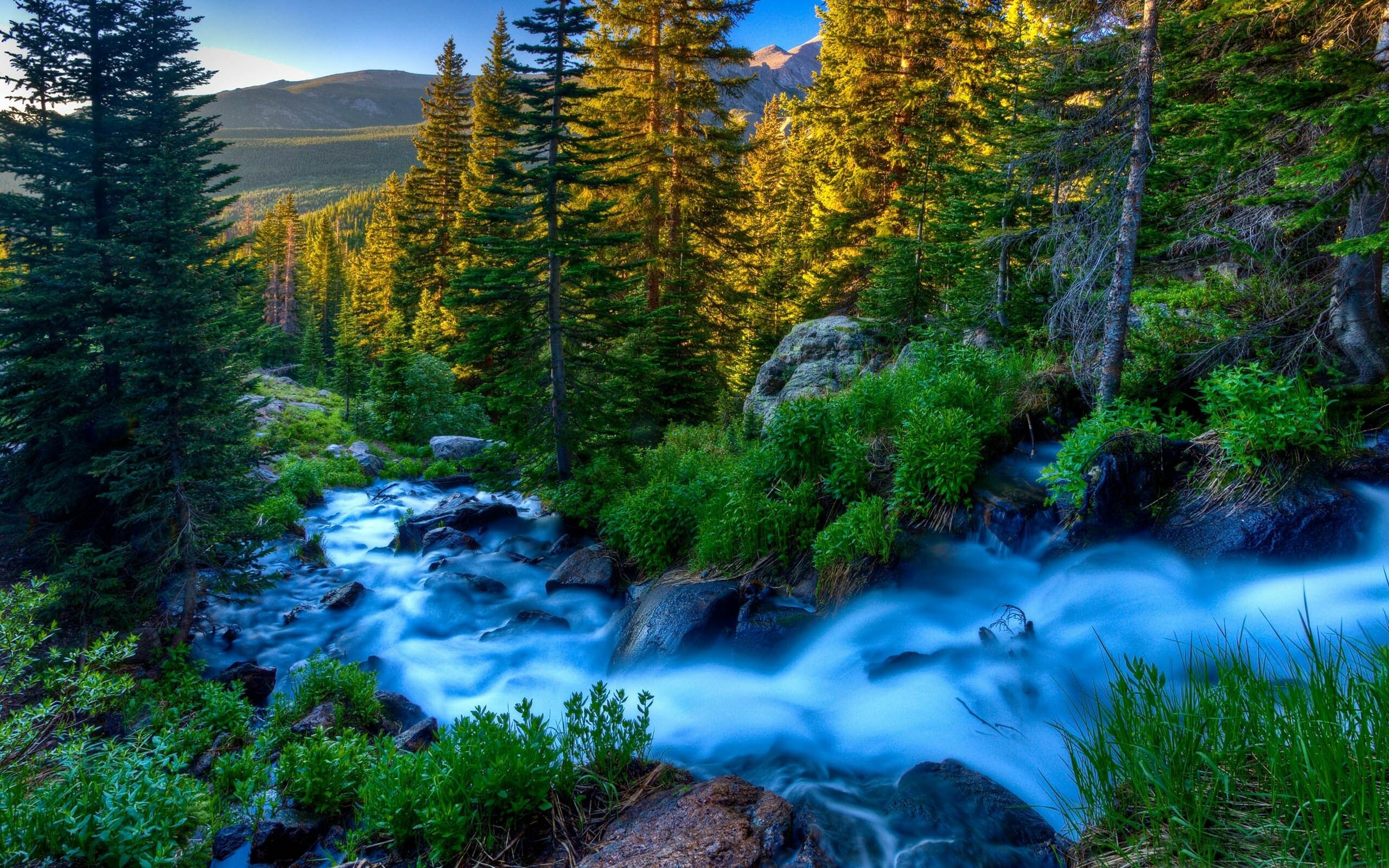 Mountain river serenade, Crystal clear waters flow, Nature's soothing melody, Serenity in motion, 2560x1600 HD Desktop