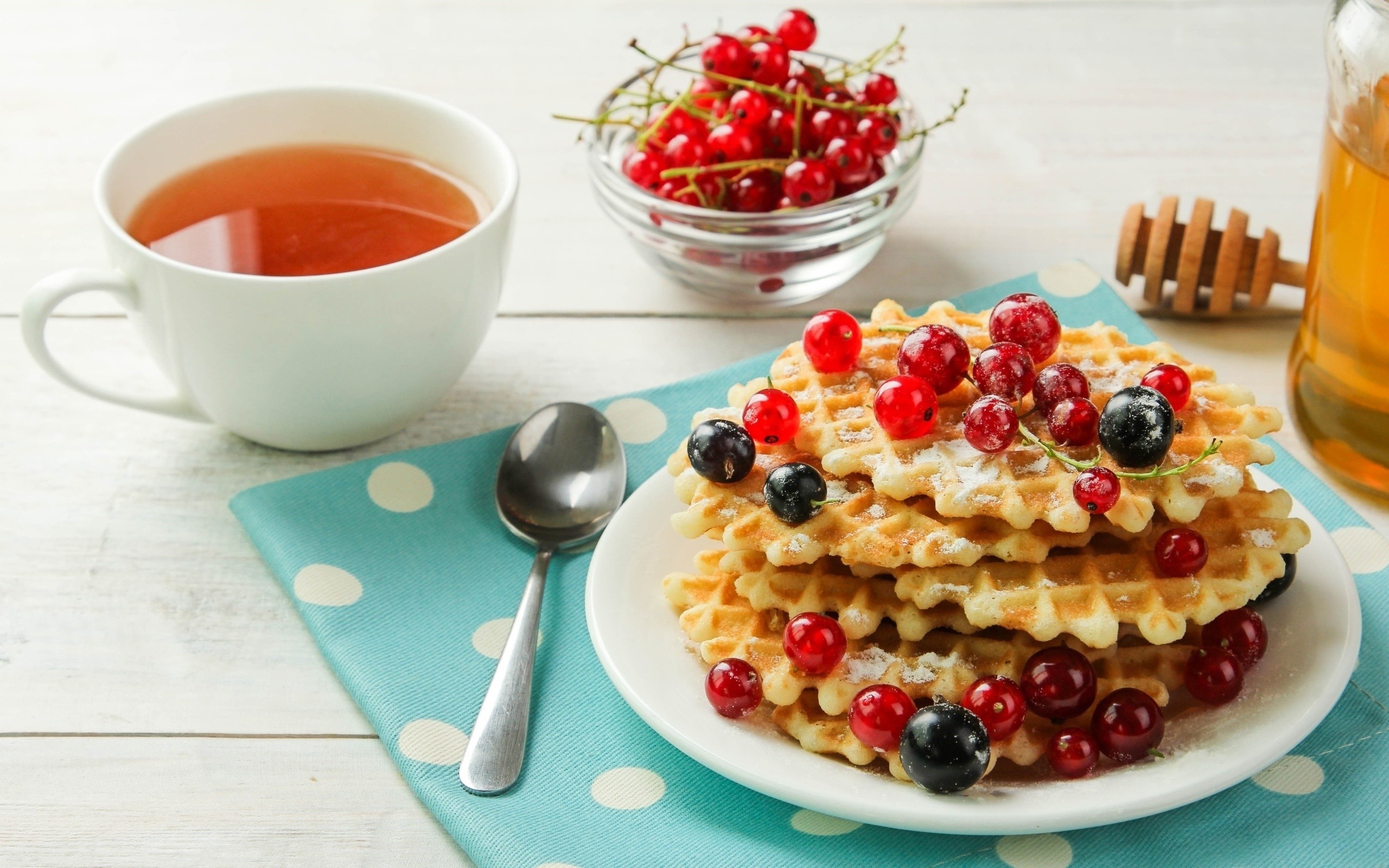 Berry and waffle wallpaper, Delicious combination, Tea time treat, Visual delight, 2560x1600 HD Desktop