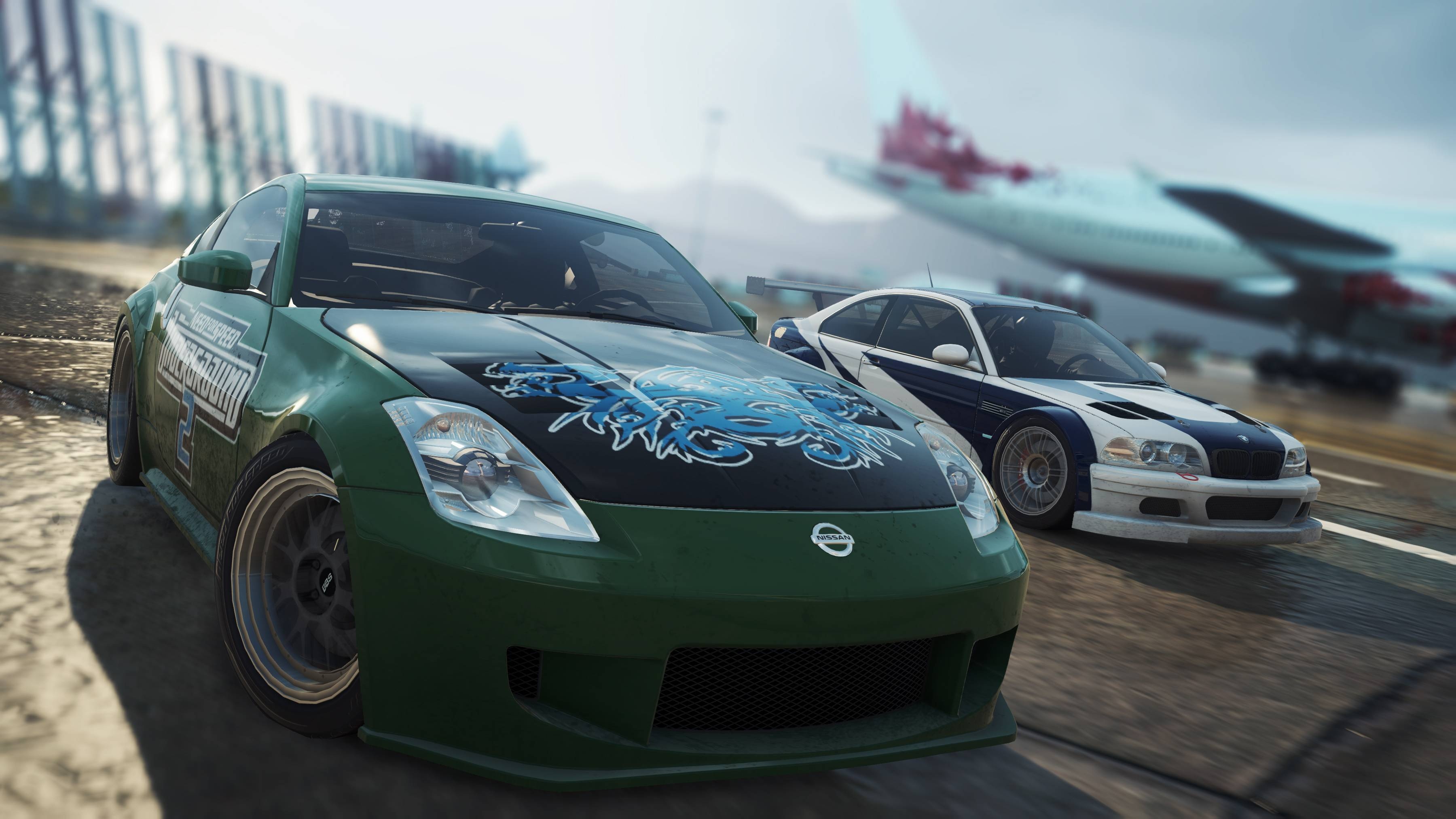 Rachel's Nissan 350Z, BMW M3 GTR E46, commercial airplane, HD Desktop wallpaper