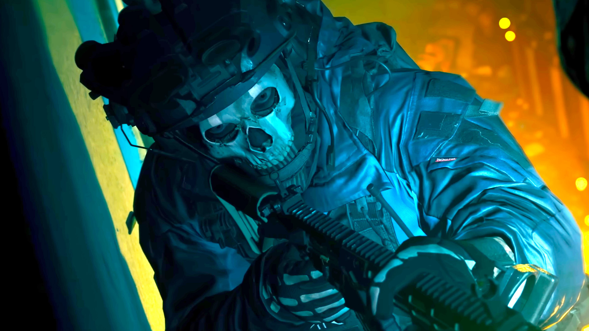 Simon Ghost Riley, Skull balaclava face mask, Tactical helmet and rifle, Full HD Desktop wallpaper