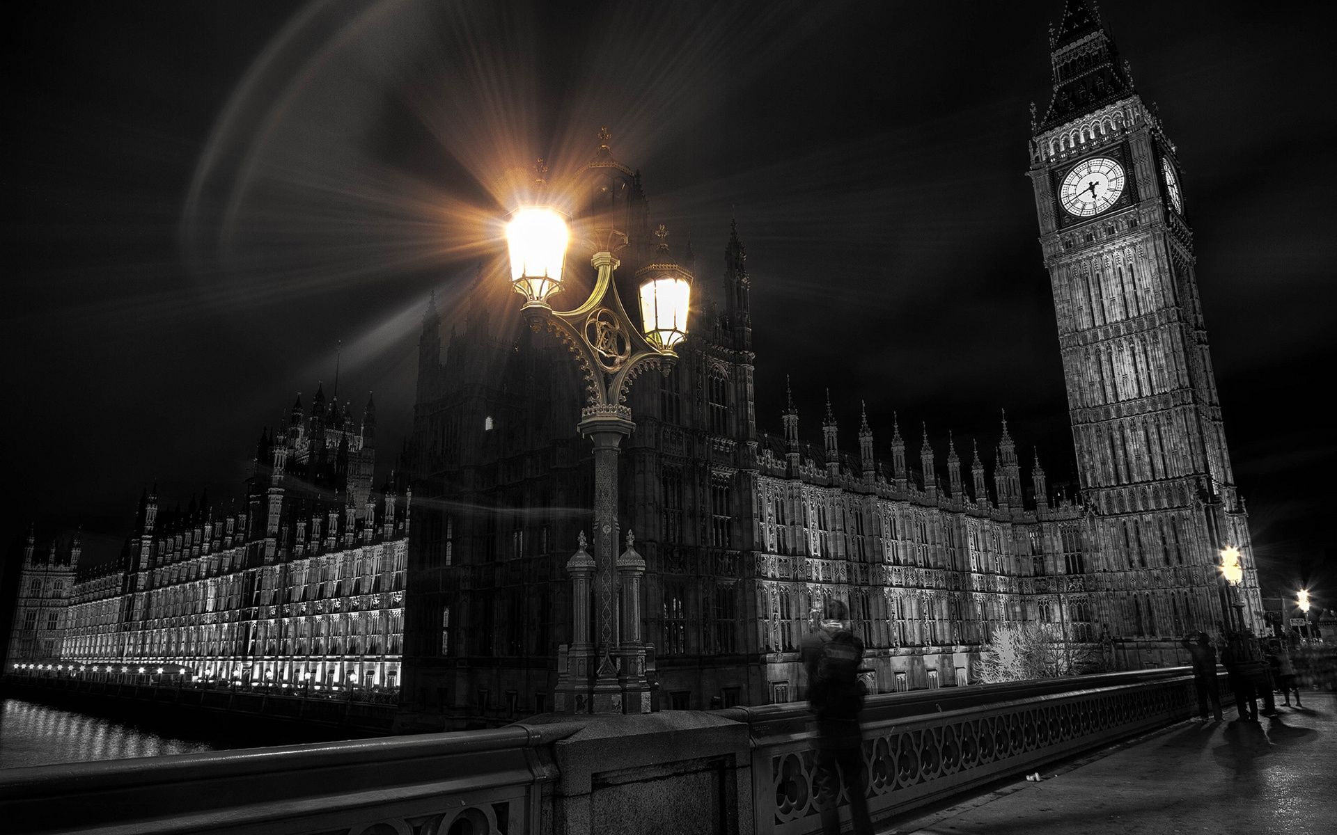 Big Ben, Colorful lights, Clock tower splendor, Urban cityscape, 1920x1200 HD Desktop