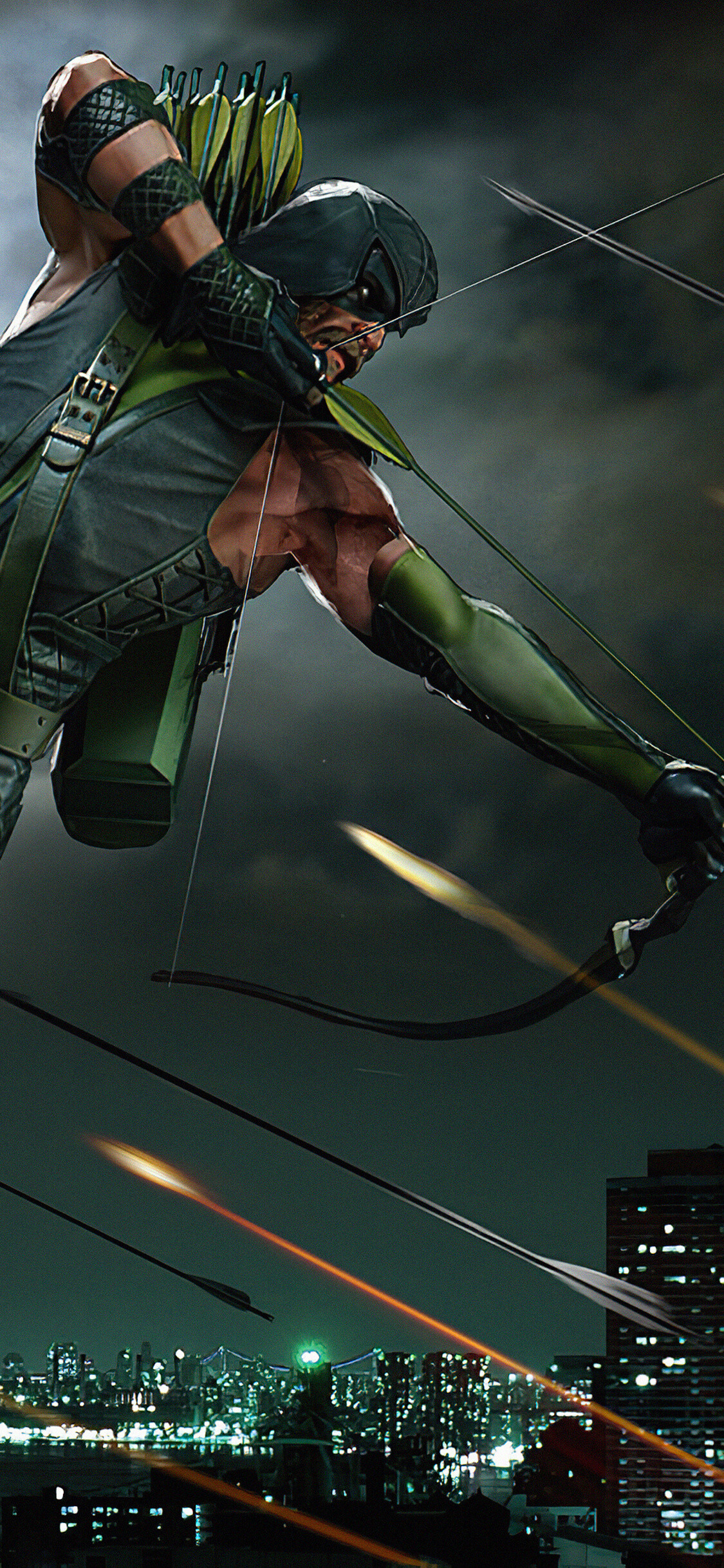 Green Arrow comics, Android bow and arrow wallpaper, Ryan Cunningham, 1130x2440 HD Phone