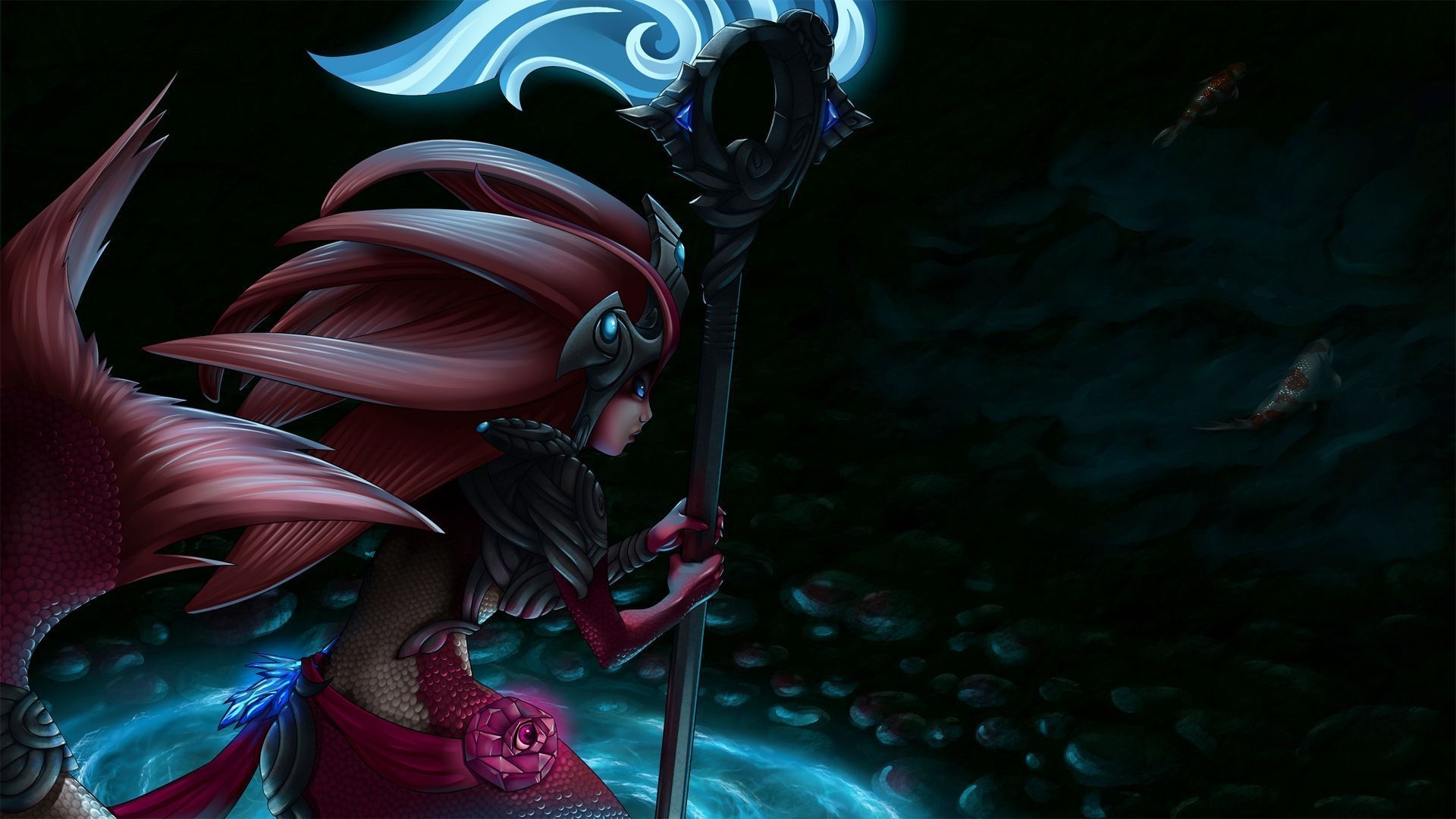 Nami League of Legends, Artistic wallpaper, Serene atmosphere, Fantasy, 1920x1080 Full HD Desktop