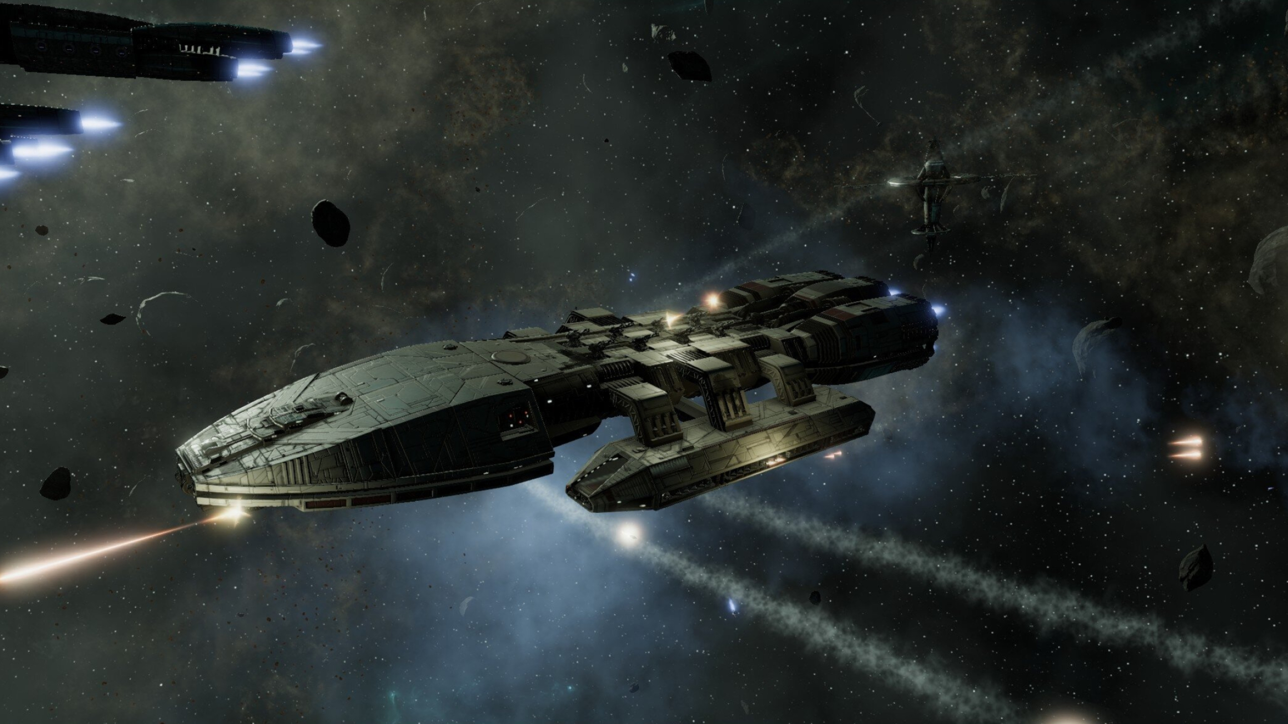 Battlestar Galactica, Galactica Space Battle, Cylons, 2560x1440 HD Desktop