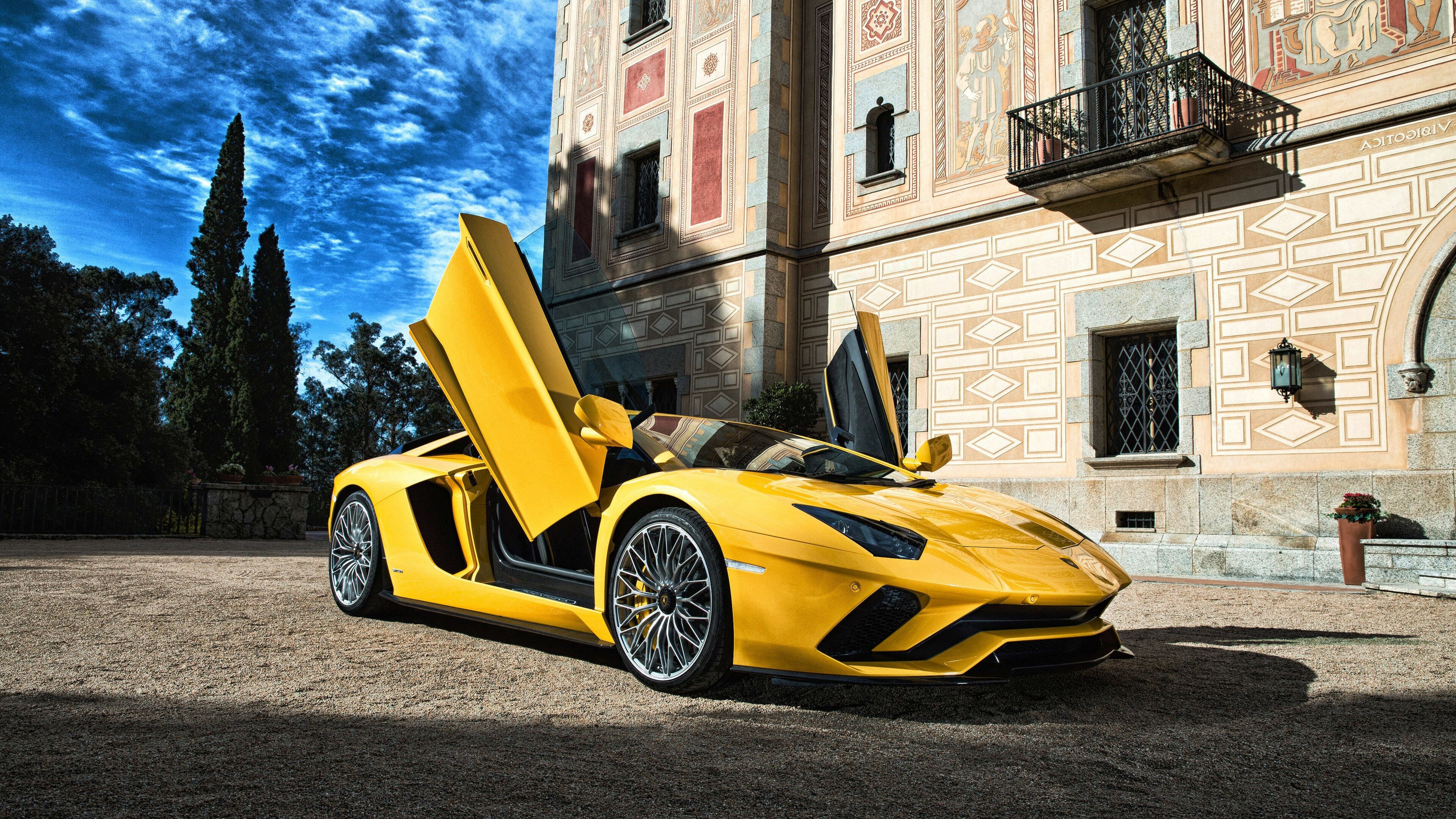 Yellow Aventador, 5K resolution, Lamborghini perfection, Super car sophistication, 3840x2160 4K Desktop