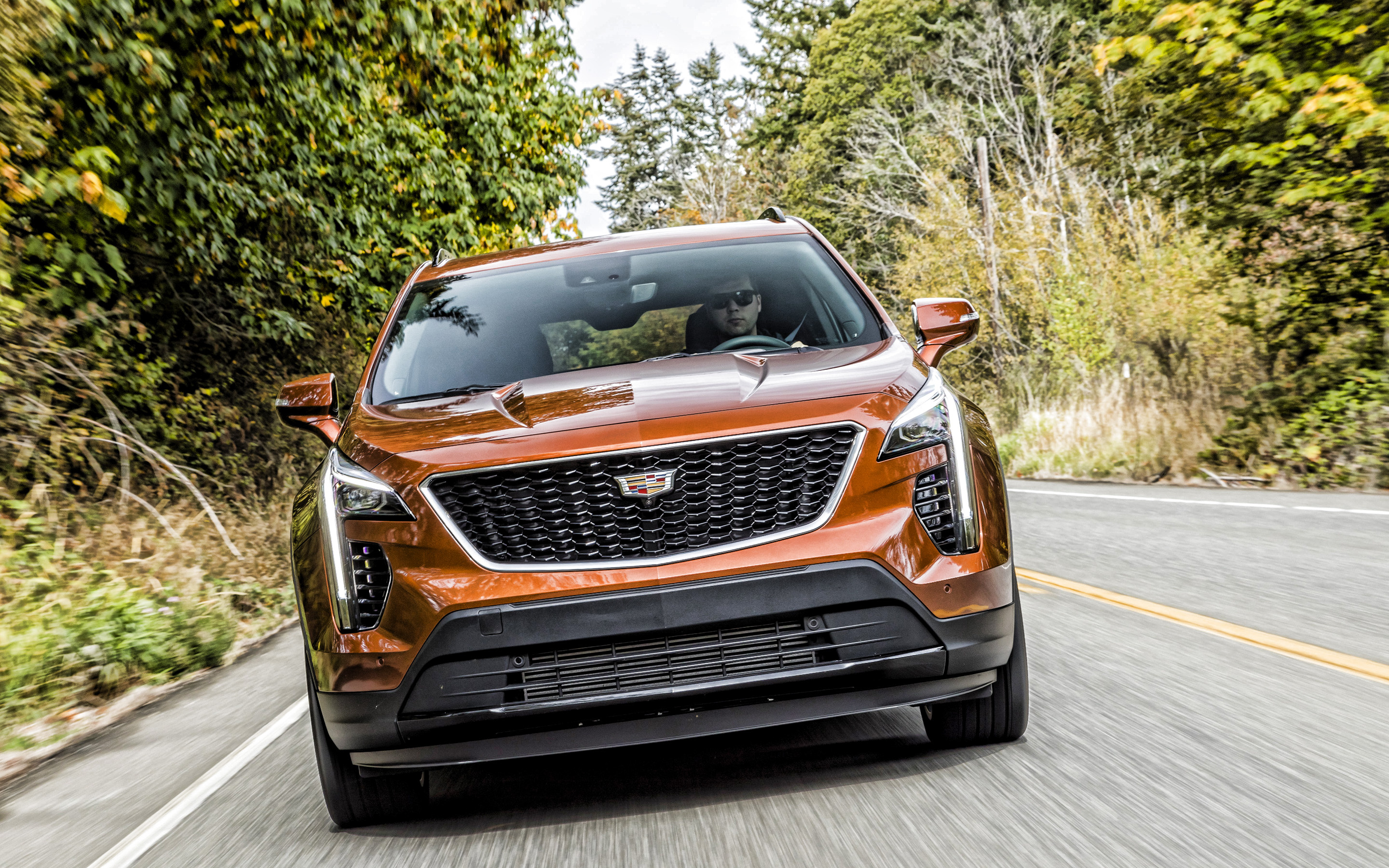 Cadillac XT4, Orange crossover, High-resolution wallpapers, American luxury, 2880x1800 HD Desktop