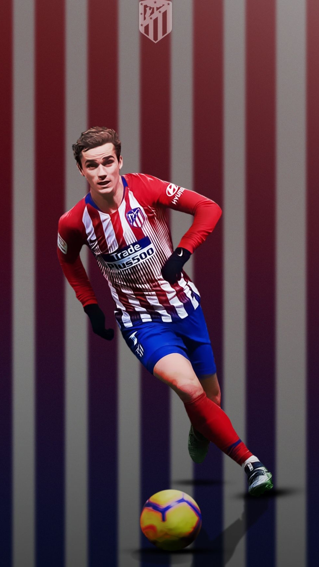 Antoine Griezmann, Atletico Madrid, Football player, Sports team emblem, 1080x1920 Full HD Phone