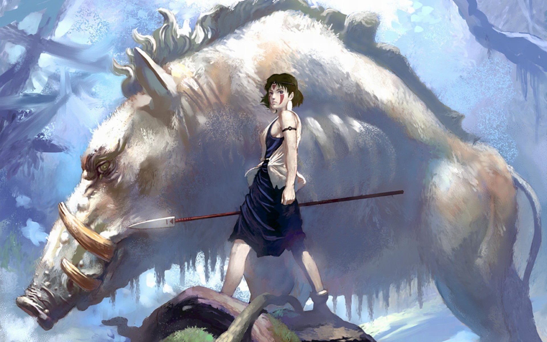 Princess Mononoke, Brown-eyed beauty, Studio Ghibli artwork, Anime wonder, 1920x1200 HD Desktop