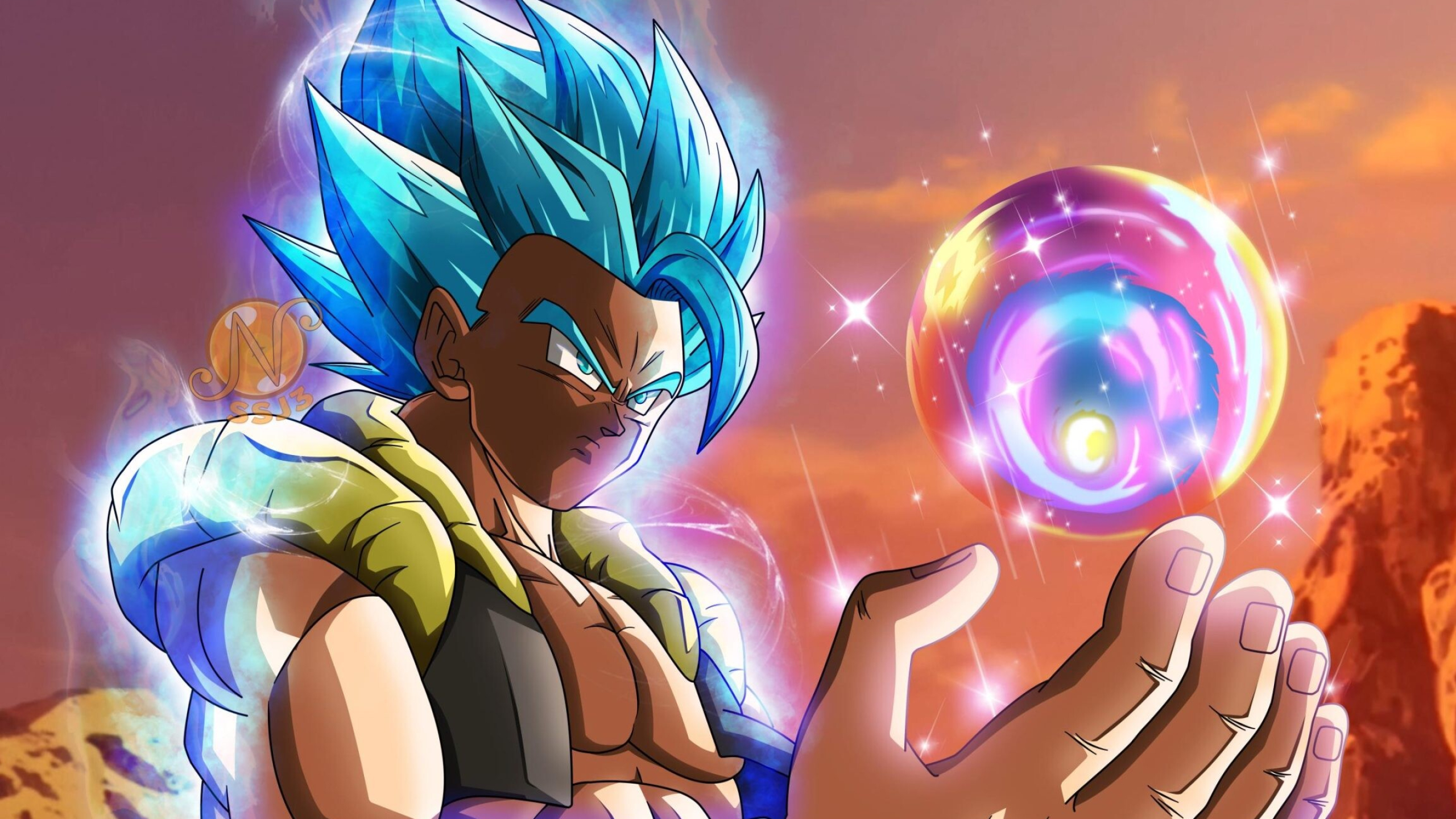 Gogeta, Fusion warrior, Anime character, Mighty punches, 2560x1440 HD Desktop