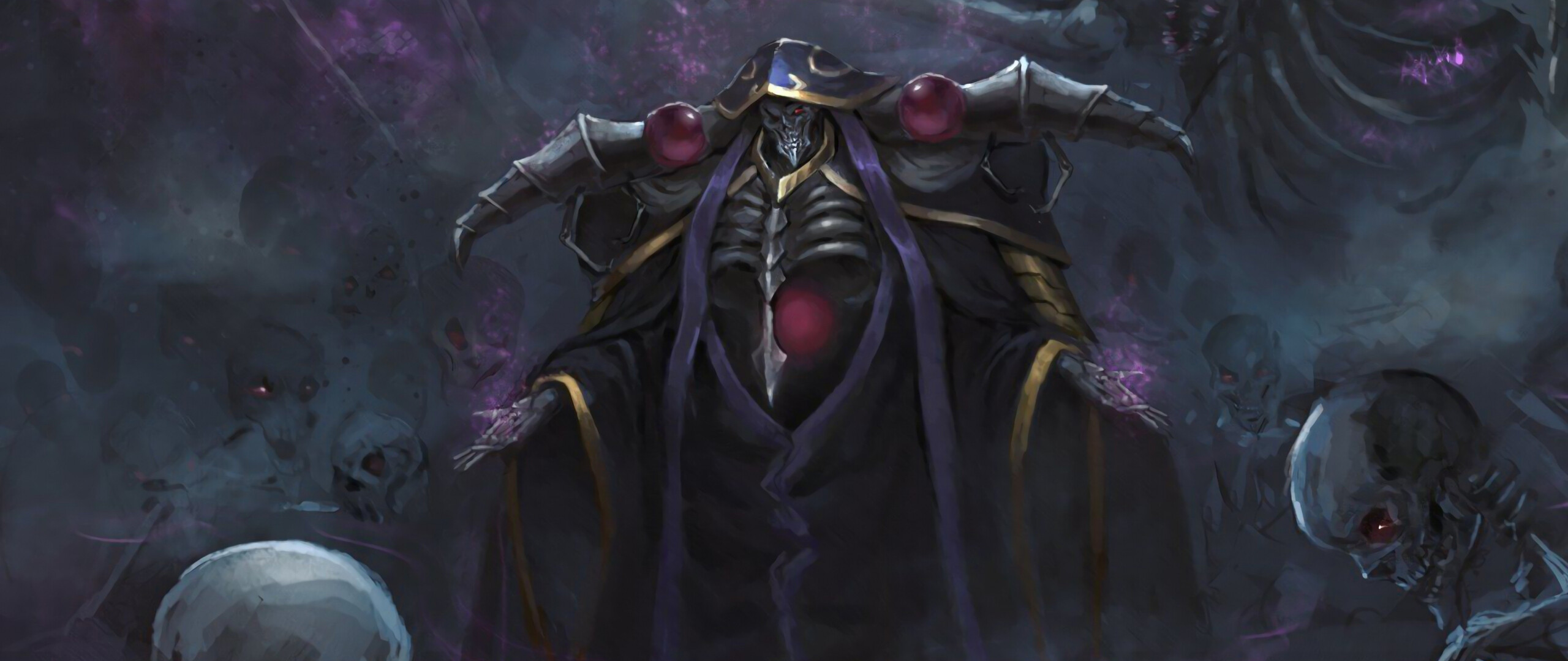 Overlord, Anime art, Striking wallpaper, Dual screen display, 2560x1080 Dual Screen Desktop