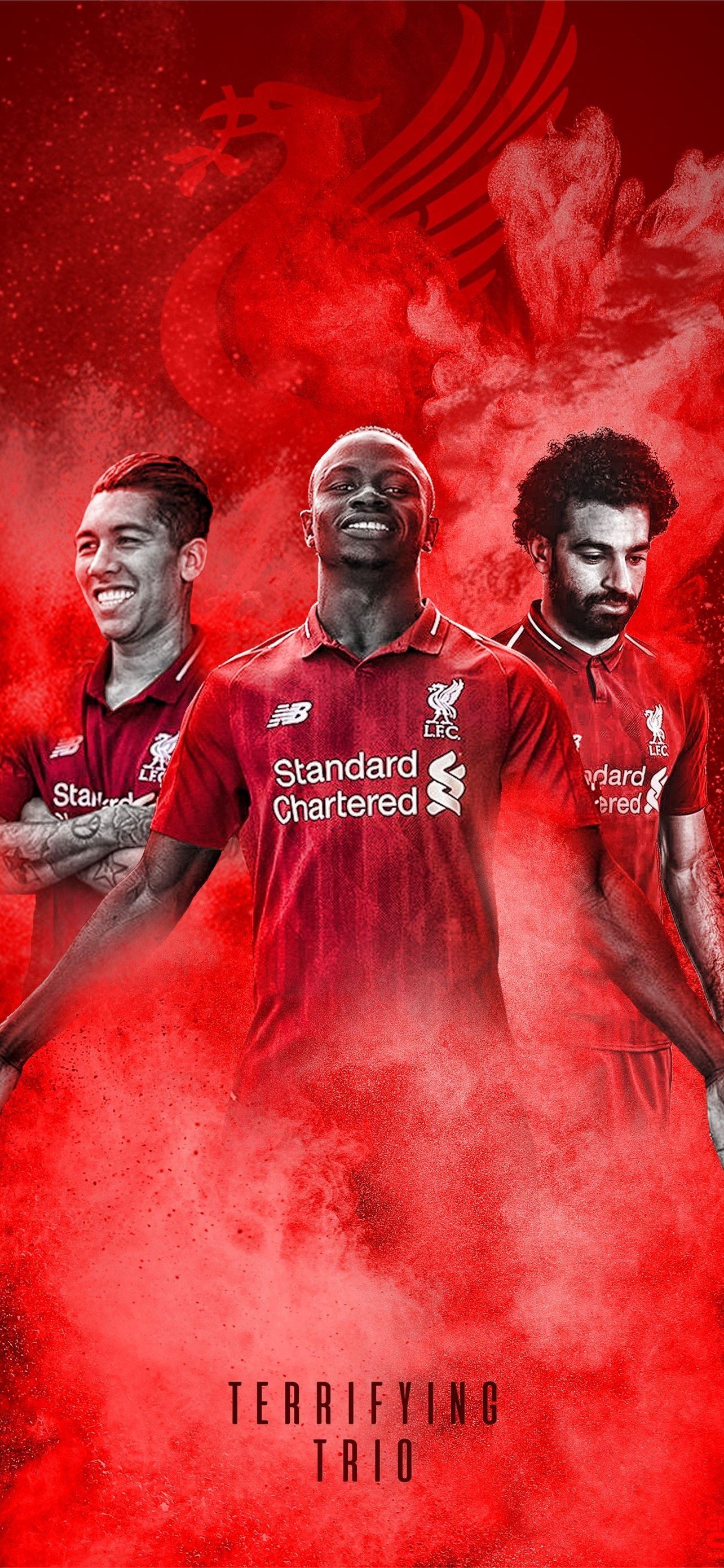 Mohamed Salah, Roberto Firmino and Sadio Mane, Liverpool Football Club Wallpaper, 1290x2780 HD Phone