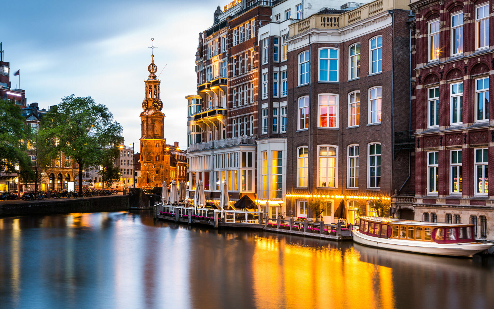 Mint Tower and canal, Amsterdam Netherlands, HD wallpapers, Desktop and mobile, 1920x1200 HD Desktop