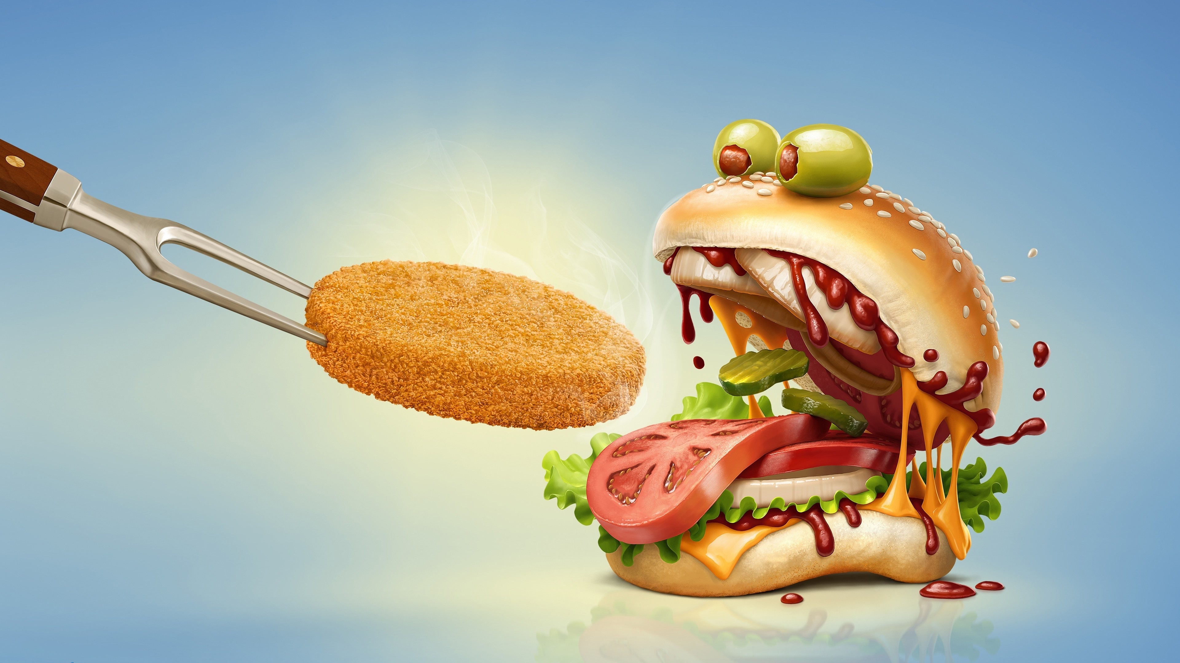 Artwork, Hamburgers Wallpaper, 3840x2160 4K Desktop