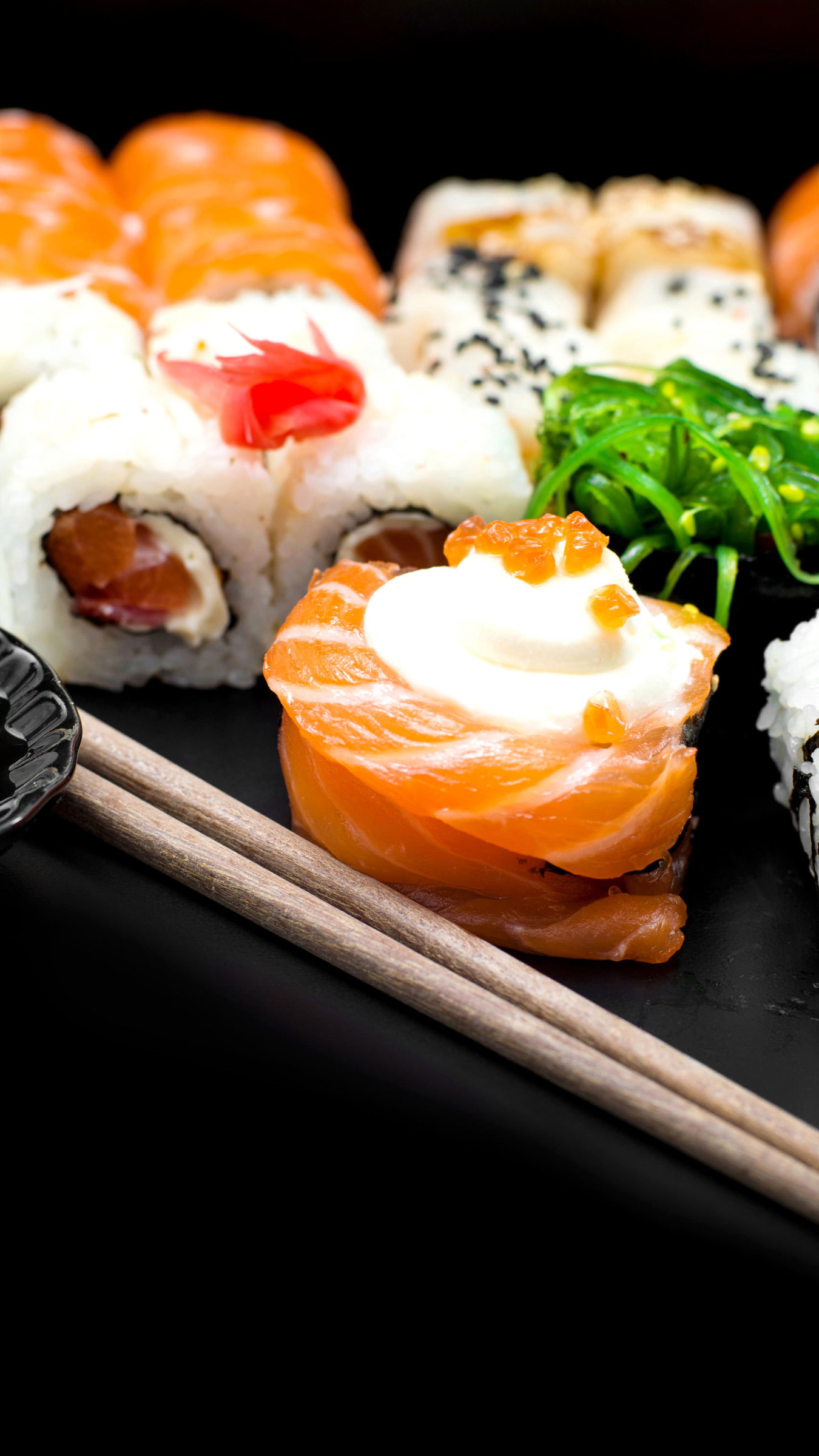 Sushi food rolls, Seafood delicacies, Japanese cuisine, Wallpaper, 1350x2400 HD Phone