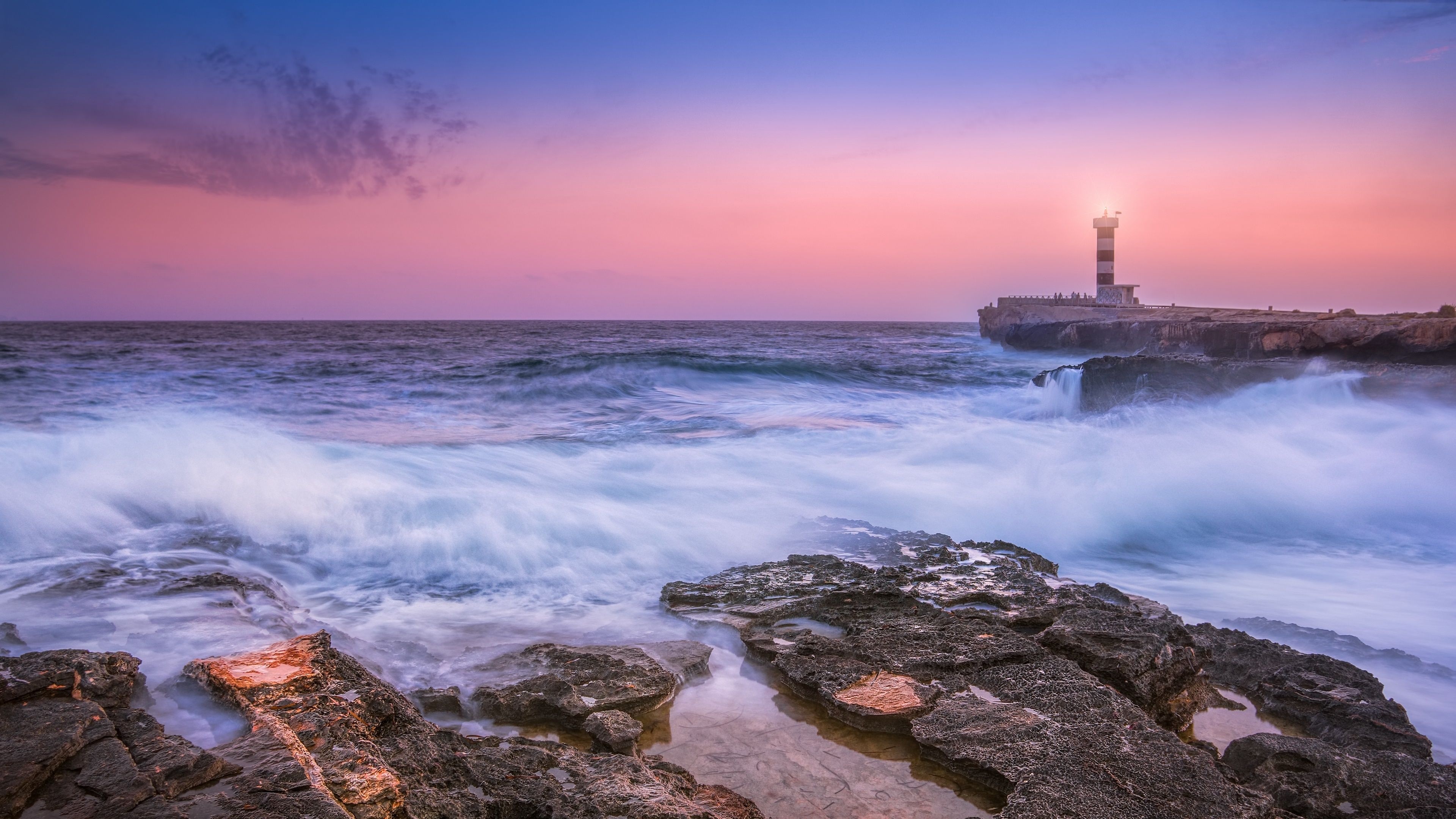 Colonia de Sant Jordi, Lighthouses Wallpaper, 3840x2160 4K Desktop