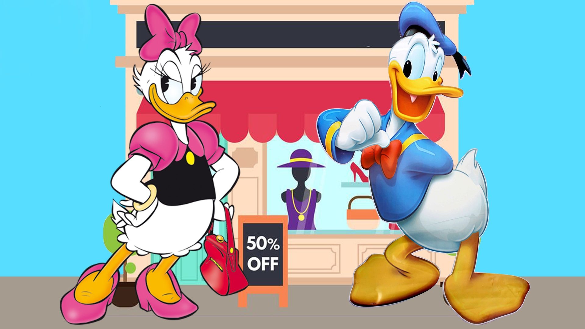 Donald Duck and Daisy Duck, Romantic couple wallpaper, 1920x1080 Full HD Desktop