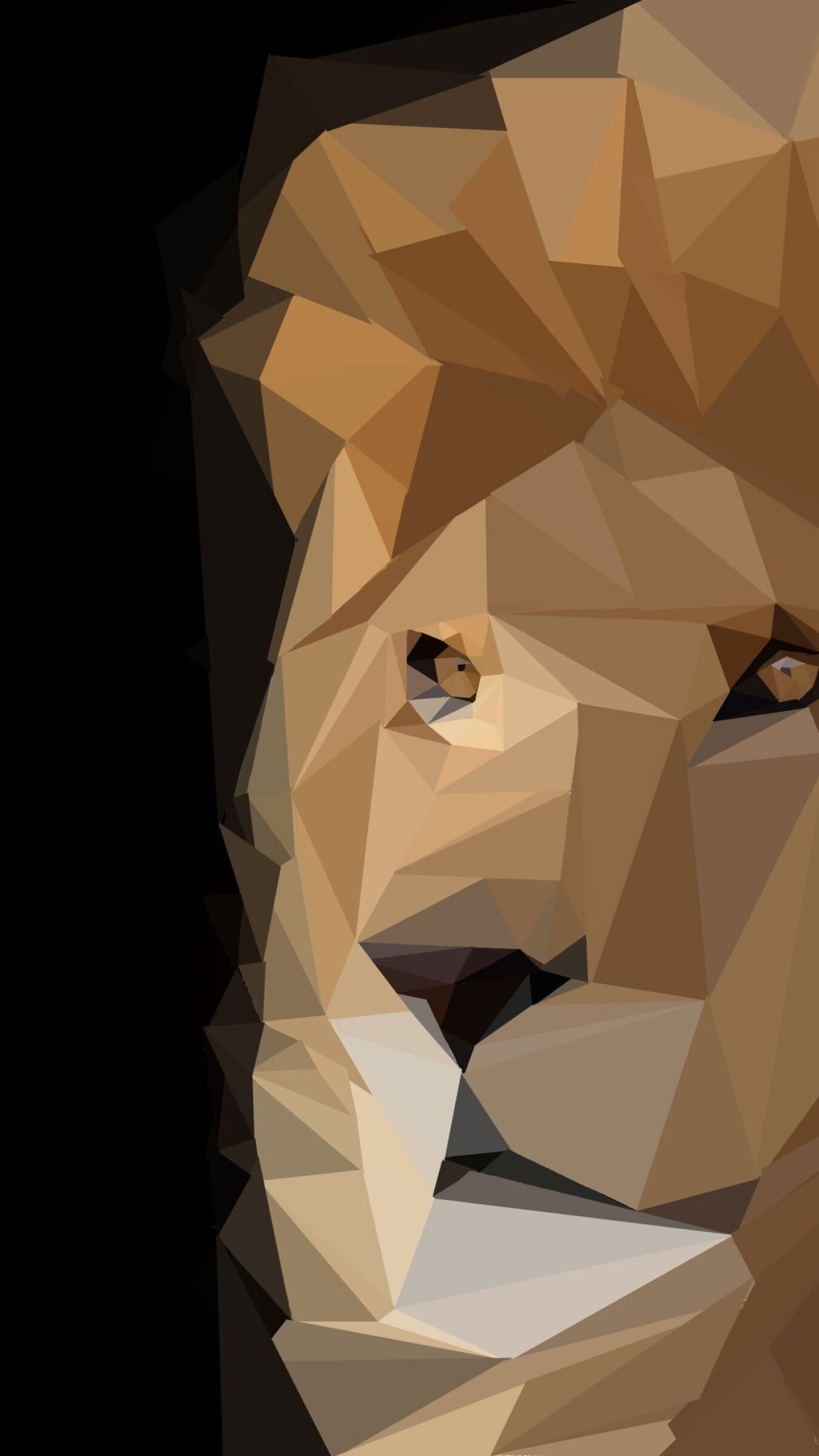 Geometric Animal, Brown lion illustration, Digital art masterpiece, 1350x2400 HD Phone