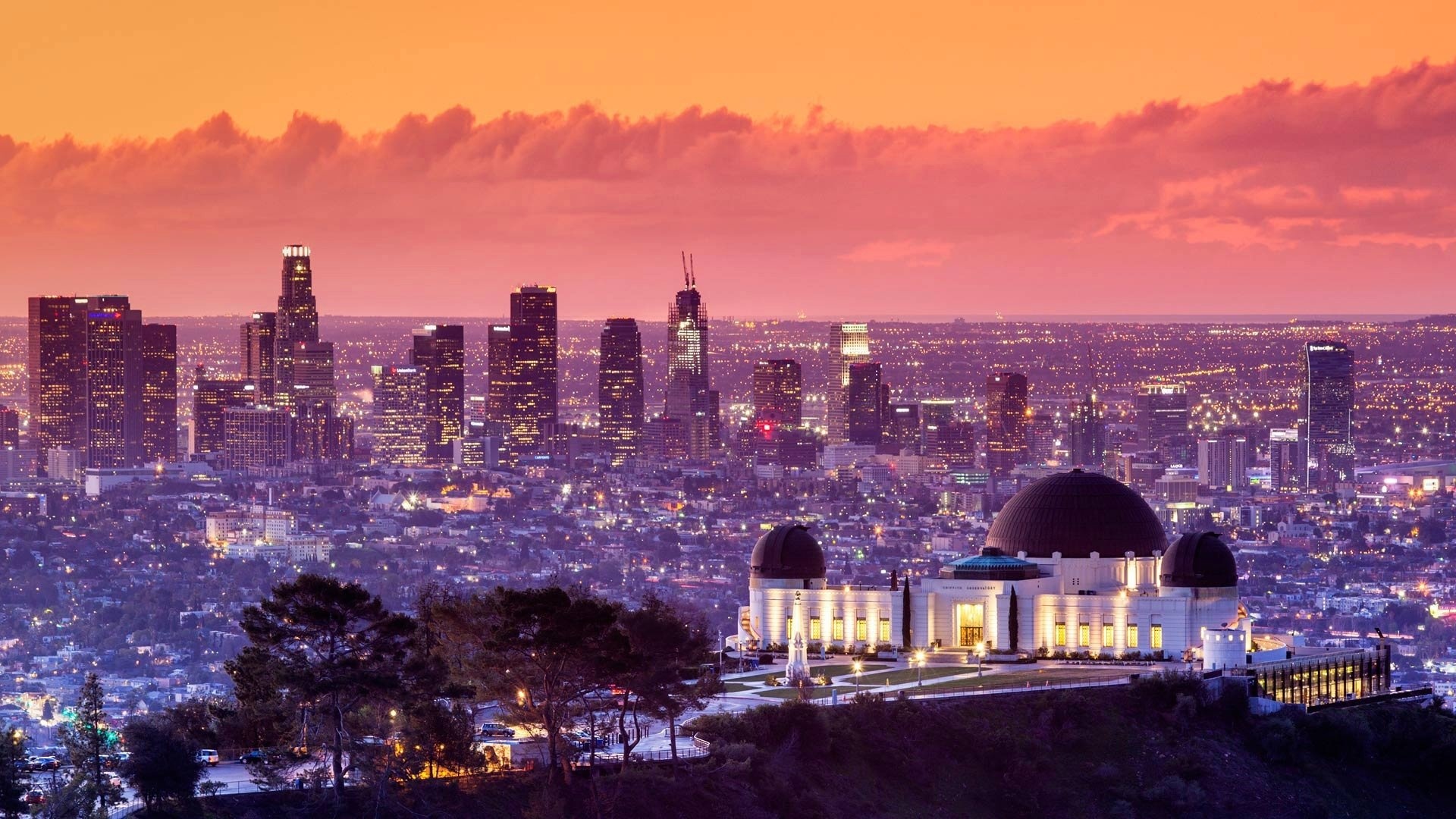 Griffith Observatory, Los Angeles skyline, Celestial wonders, Stargazing spot, 1920x1080 Full HD Desktop