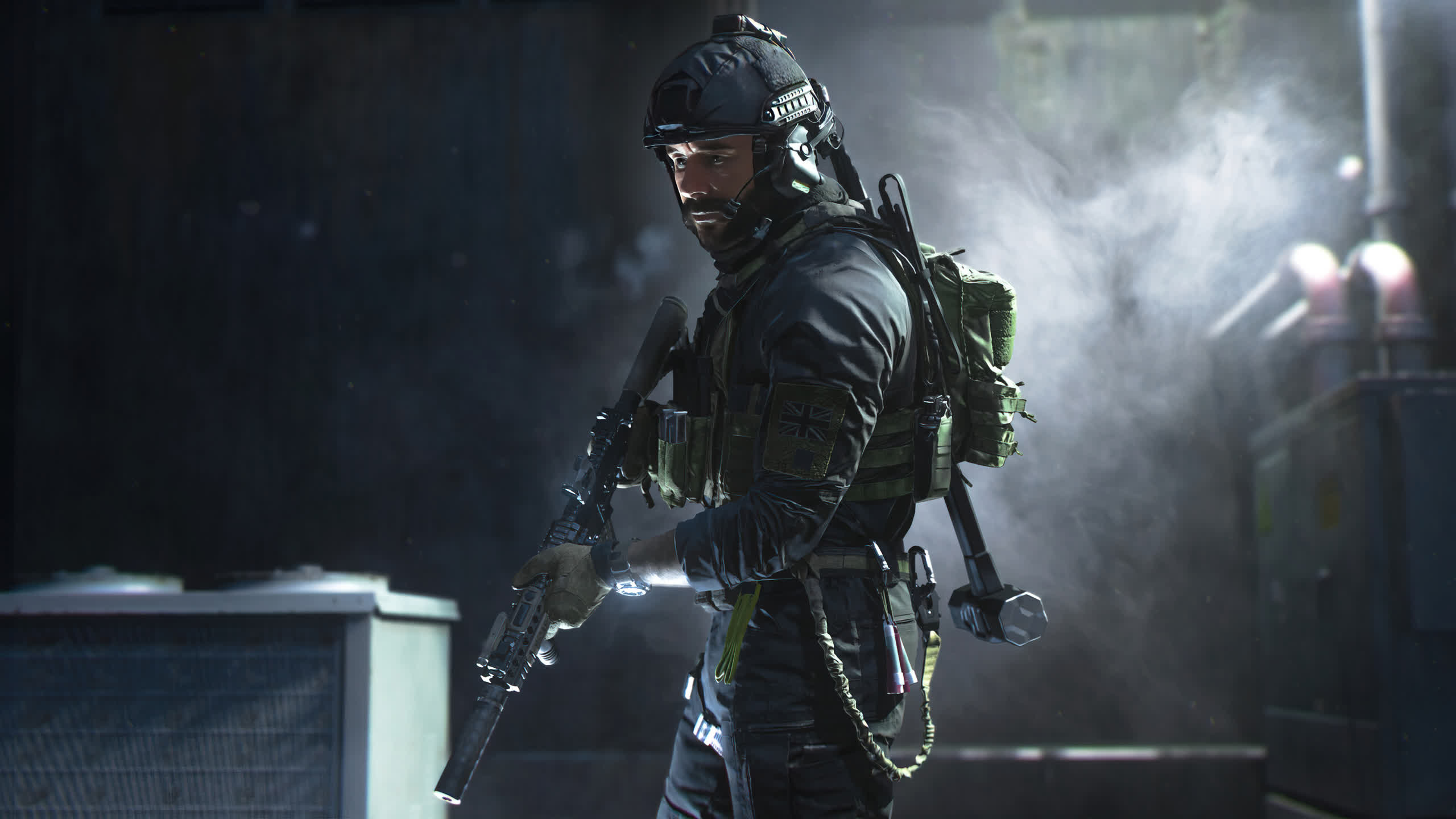 Kyle 'Gaz' Garrick, Tactical breaching sledgehammer, Suppressed assault rifle, HD Desktop wallpaper