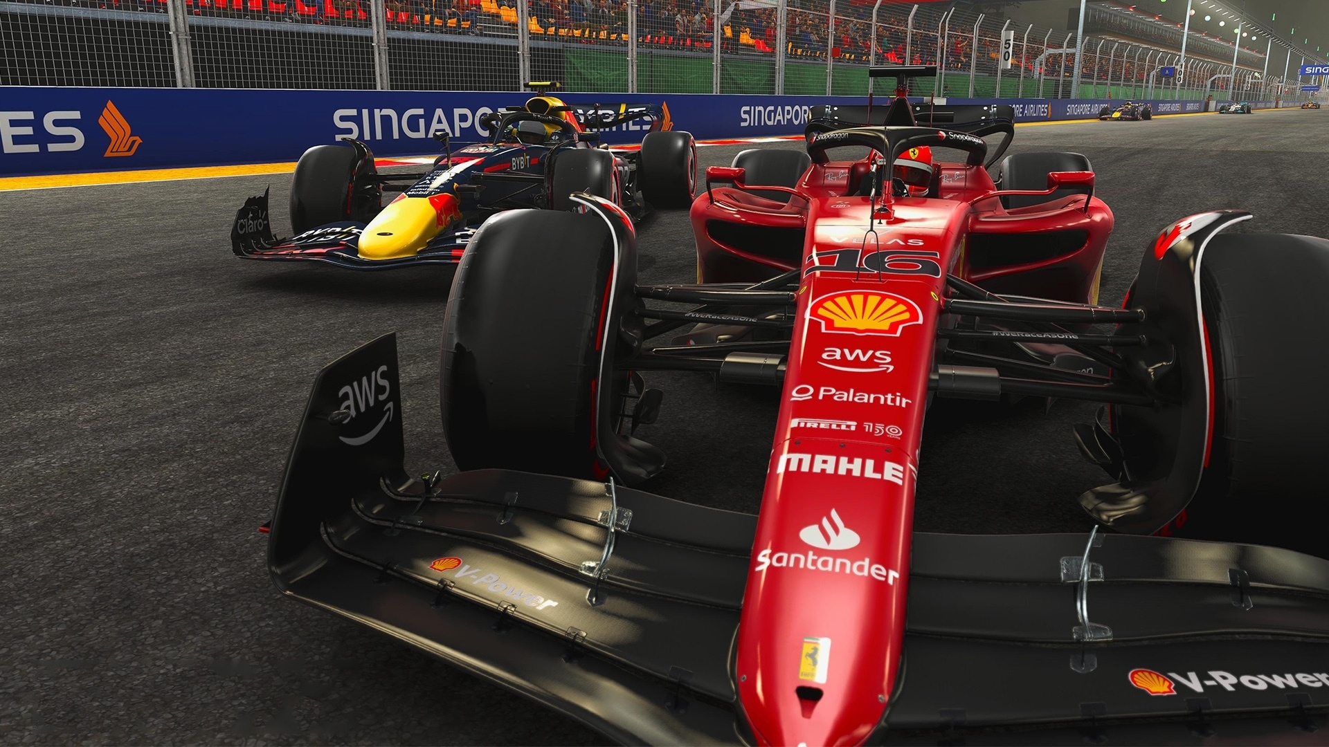 Ferrari F1-75, Red Bull Racing RB18, Marina Bay Street Circuit, Full HD Desktop wallpaper