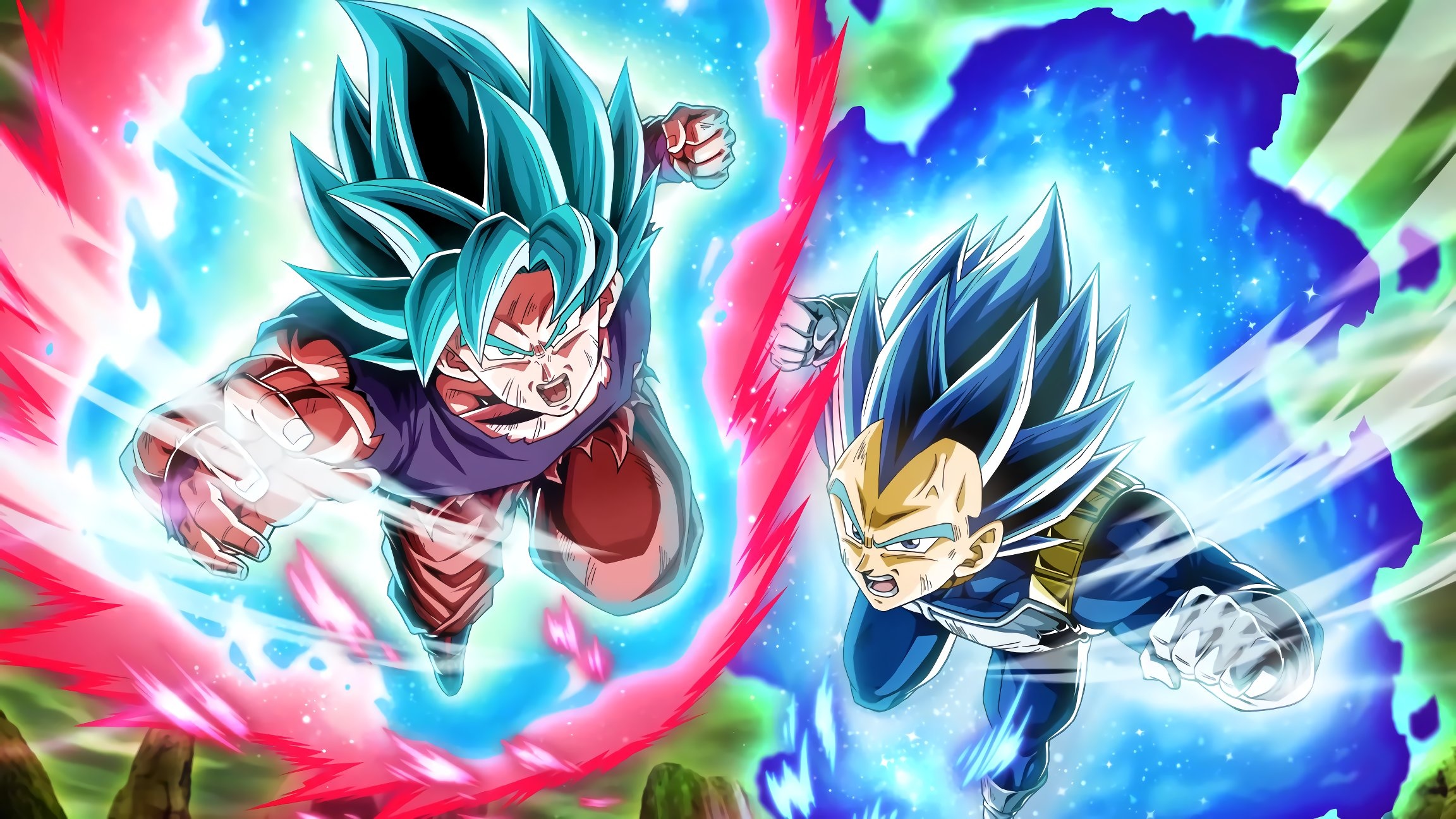 Super Saiyan Blue Kaio-ken Goku, Super Saiyan Blue Evolved Vegeta, Dragon Ball Super, HD Desktop wallpaper