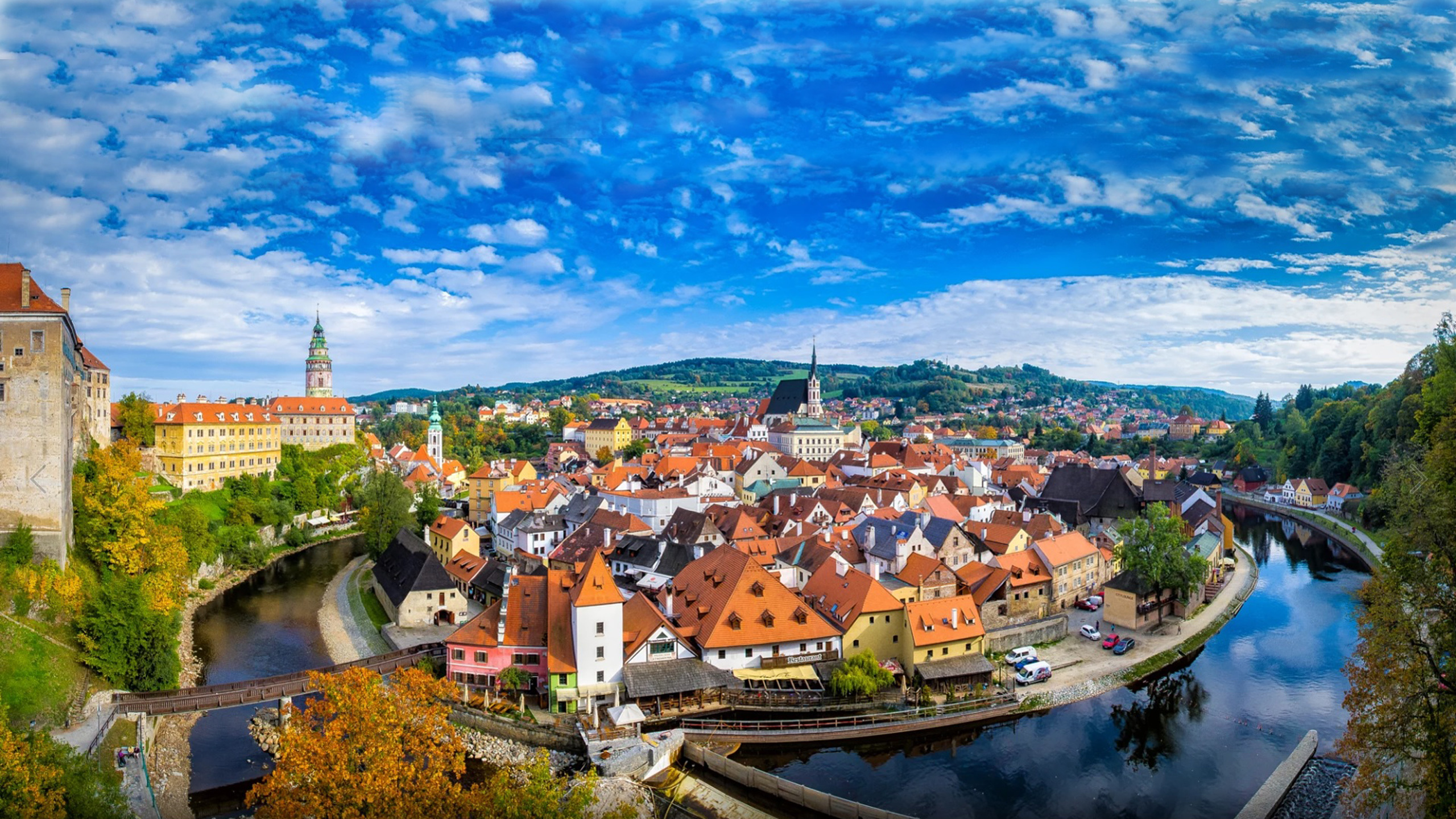 Czechia (Czech Republic), Krumlov city, Panorama landscape, Travels, 2560x1440 HD Desktop