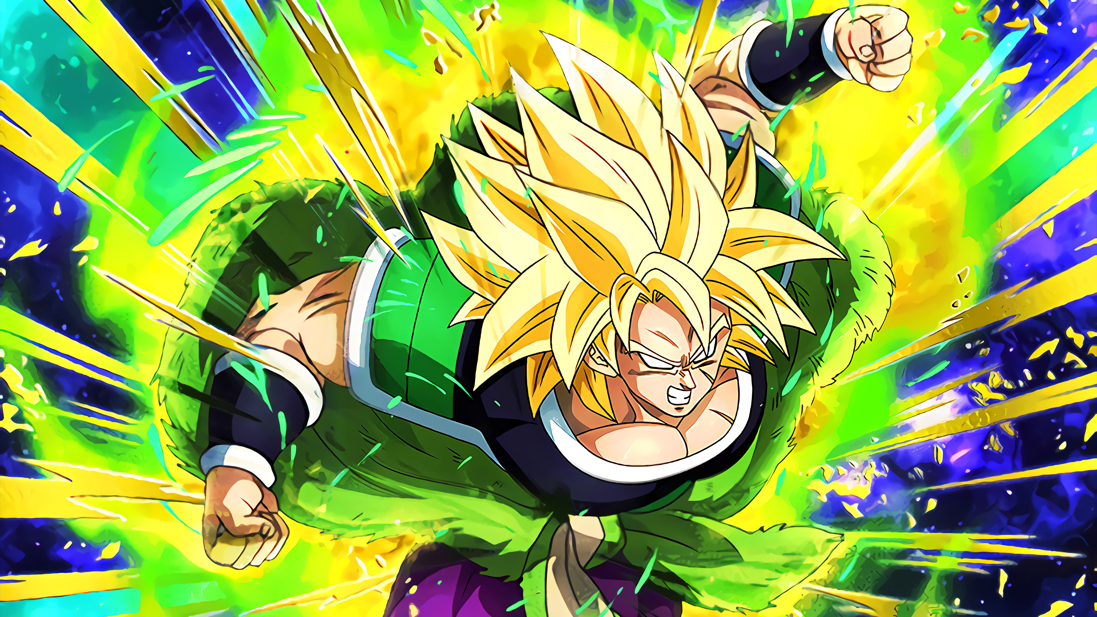 Super Saiyan Broly, green ki aura, Dragon Ball Super, 4K Desktop wallpaper