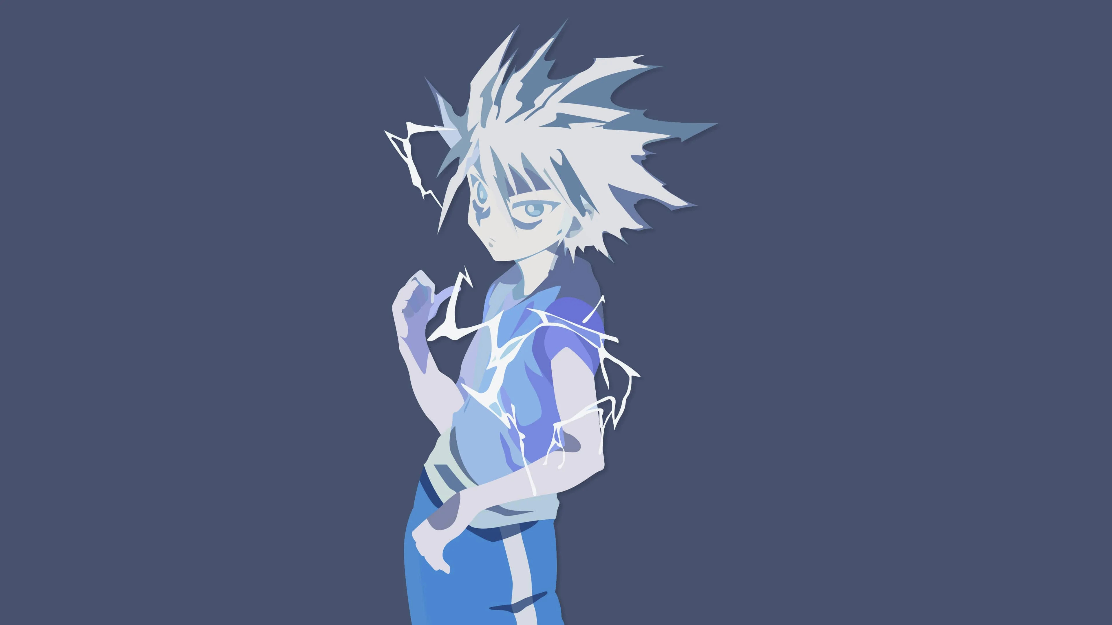 Killua minimalist wallpapers, Simple design, Monochrome aesthetic, Anime series, 3840x2160 4K Desktop