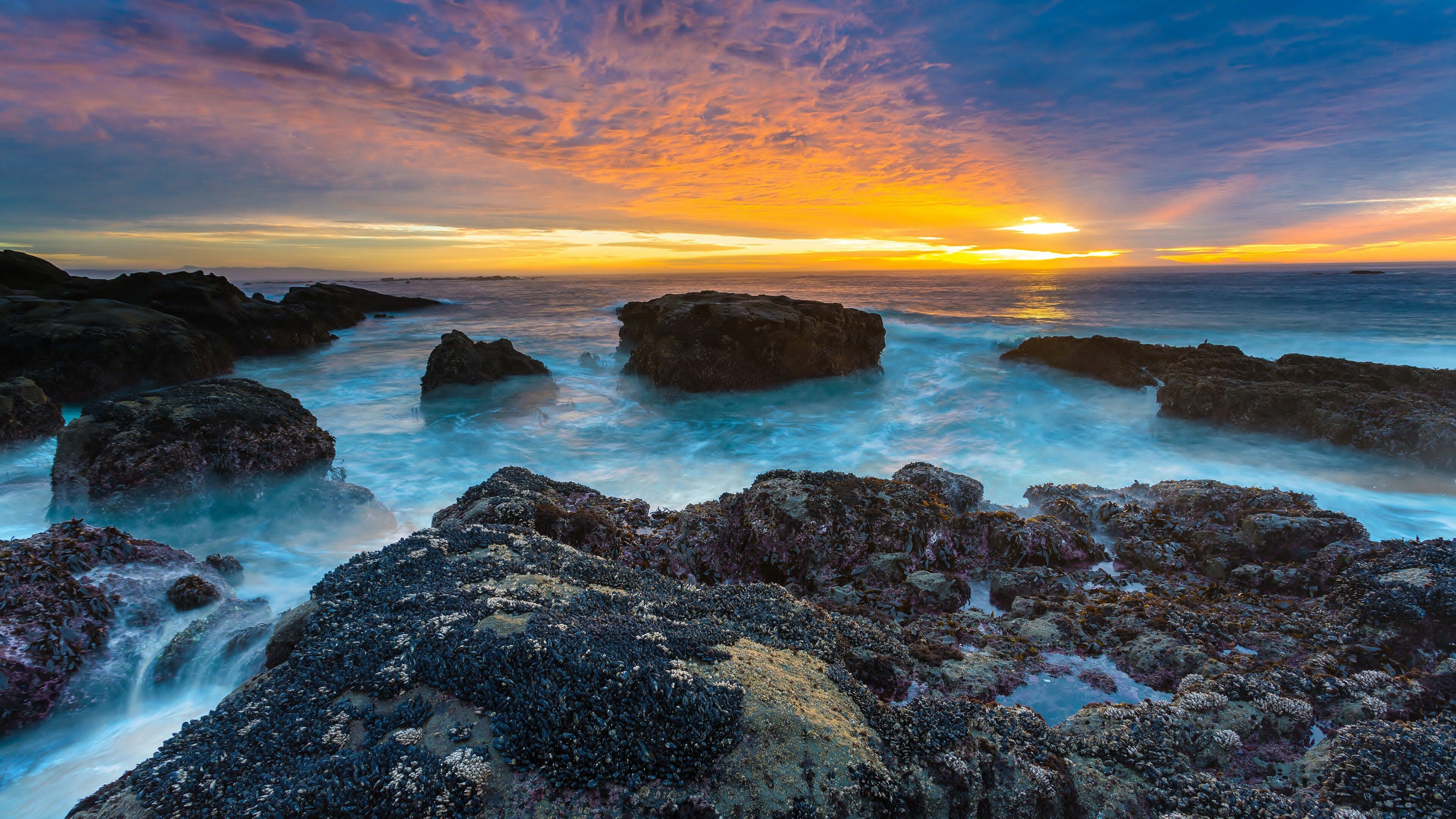 Sunset wallpaper, Tranquil nature, Mesmerizing colors, Serene waterfront, 3840x2160 4K Desktop