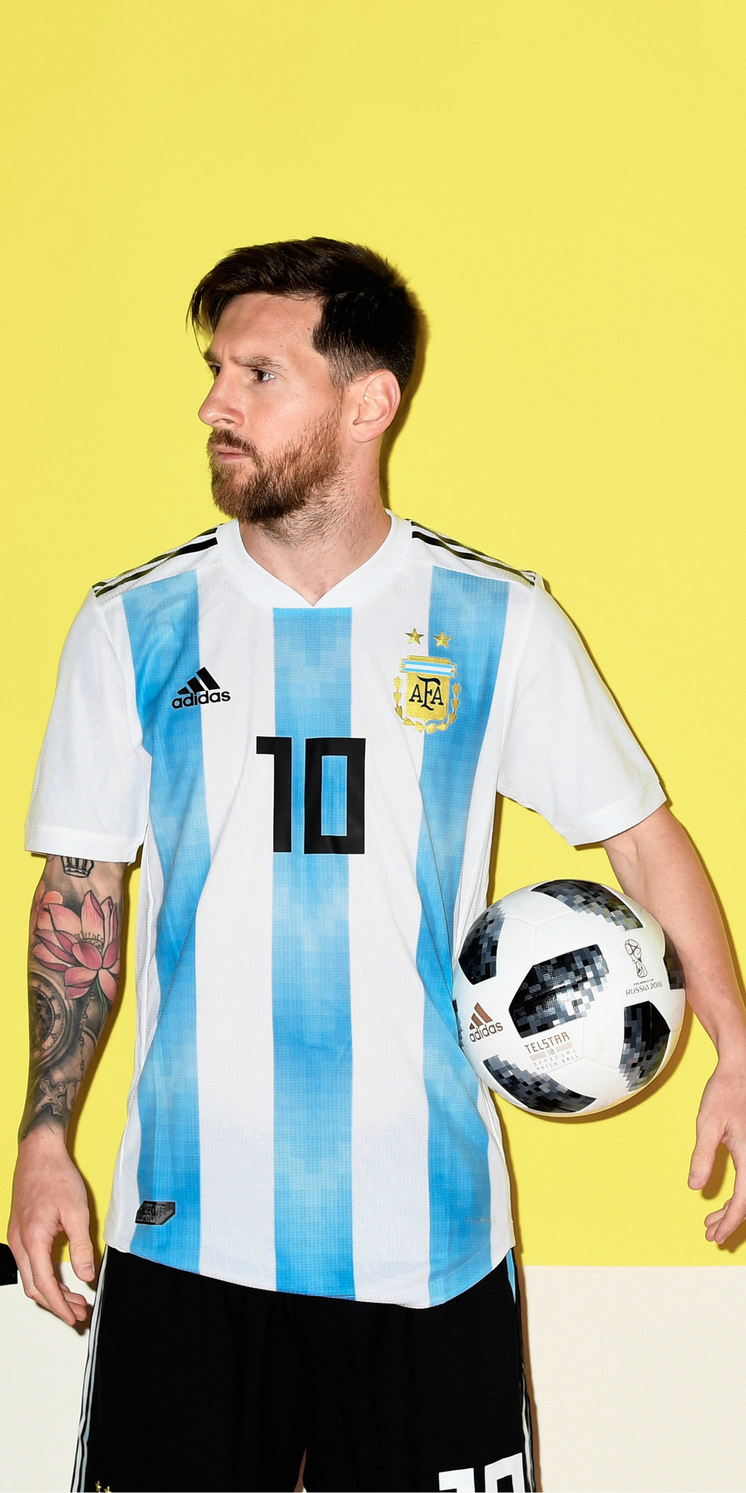 Lionel Messi, Adidas Telstar 18 football, Argentina national football kit, HD Phone wallpaper