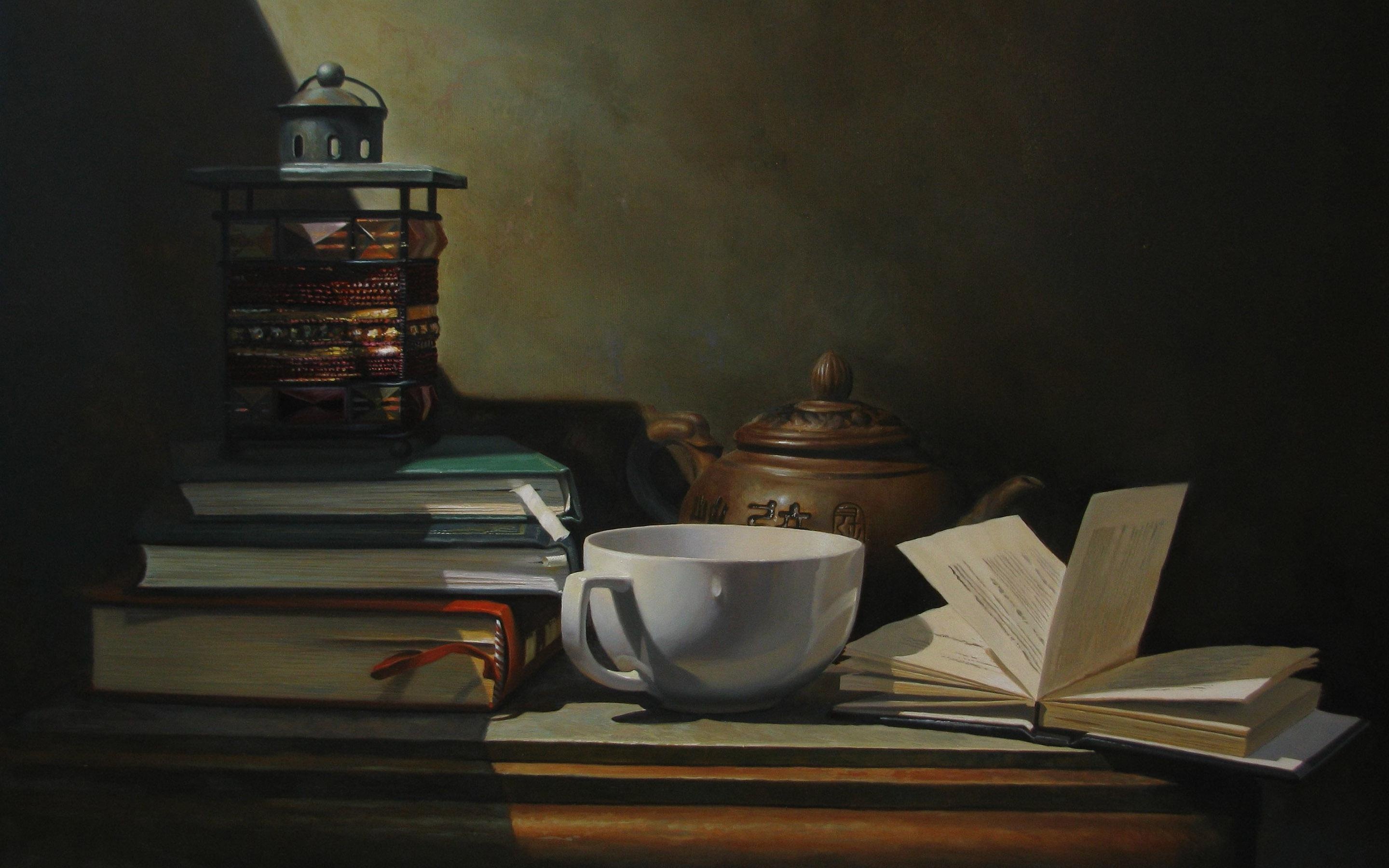 Artistic tea and books, Cozy reading nooks, Wallpaper background, Tea lover's haven, 2880x1800 HD Desktop