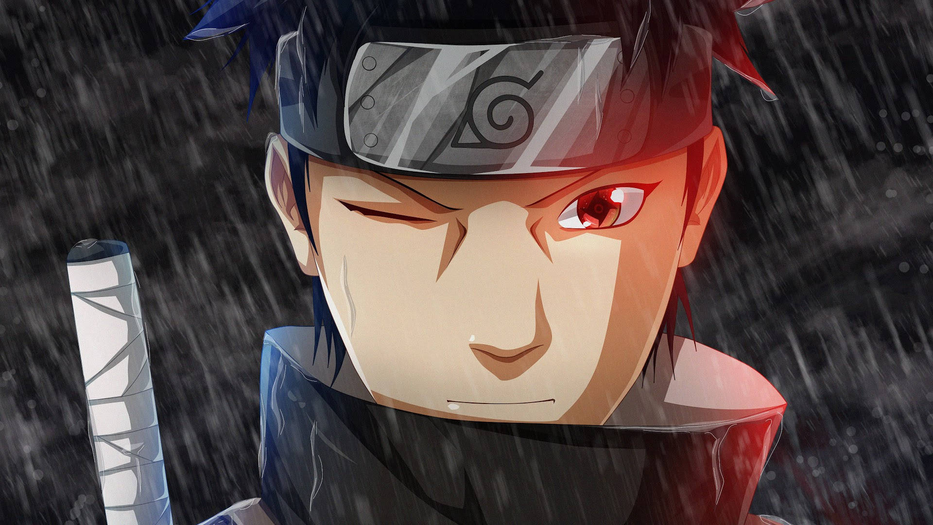 Shisui Uchiha, Sharingan eye, Konoha headband, Full HD Desktop wallpaper