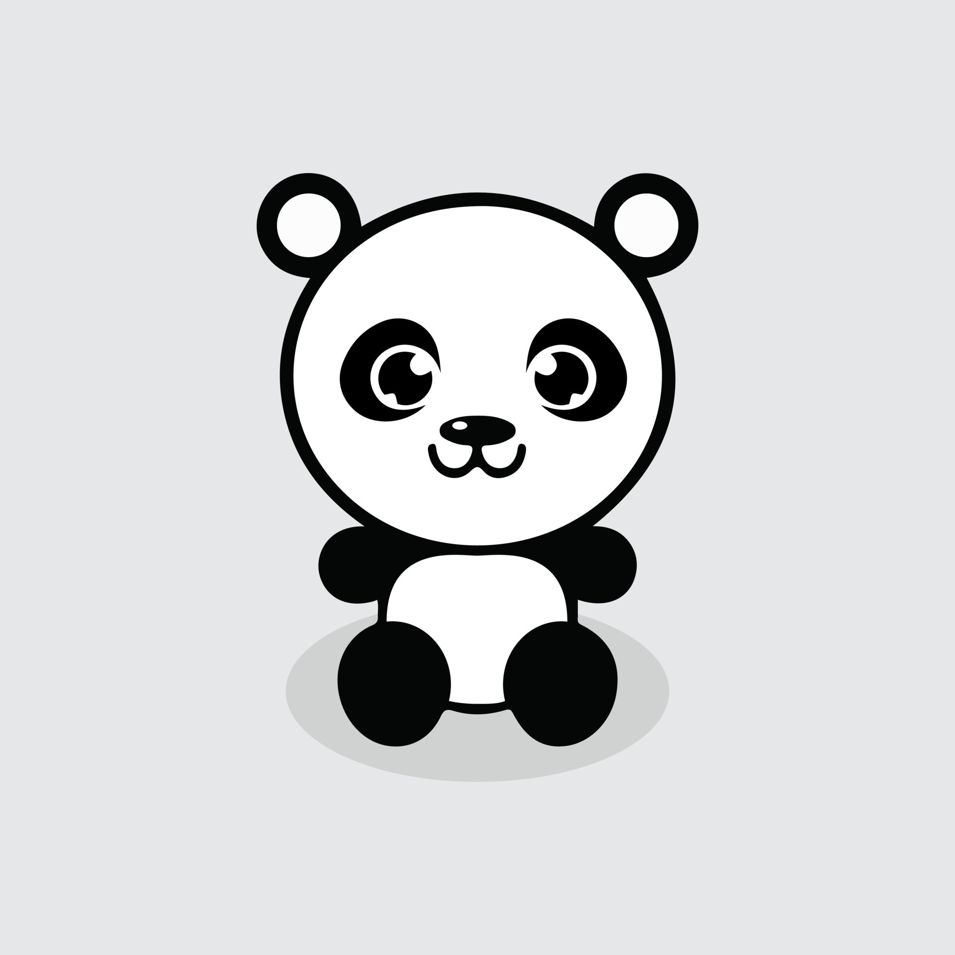 Cute chibi giant panda, Minimalist panda vector illustration, Light gray studio backdrop, HD Phone wallpaper