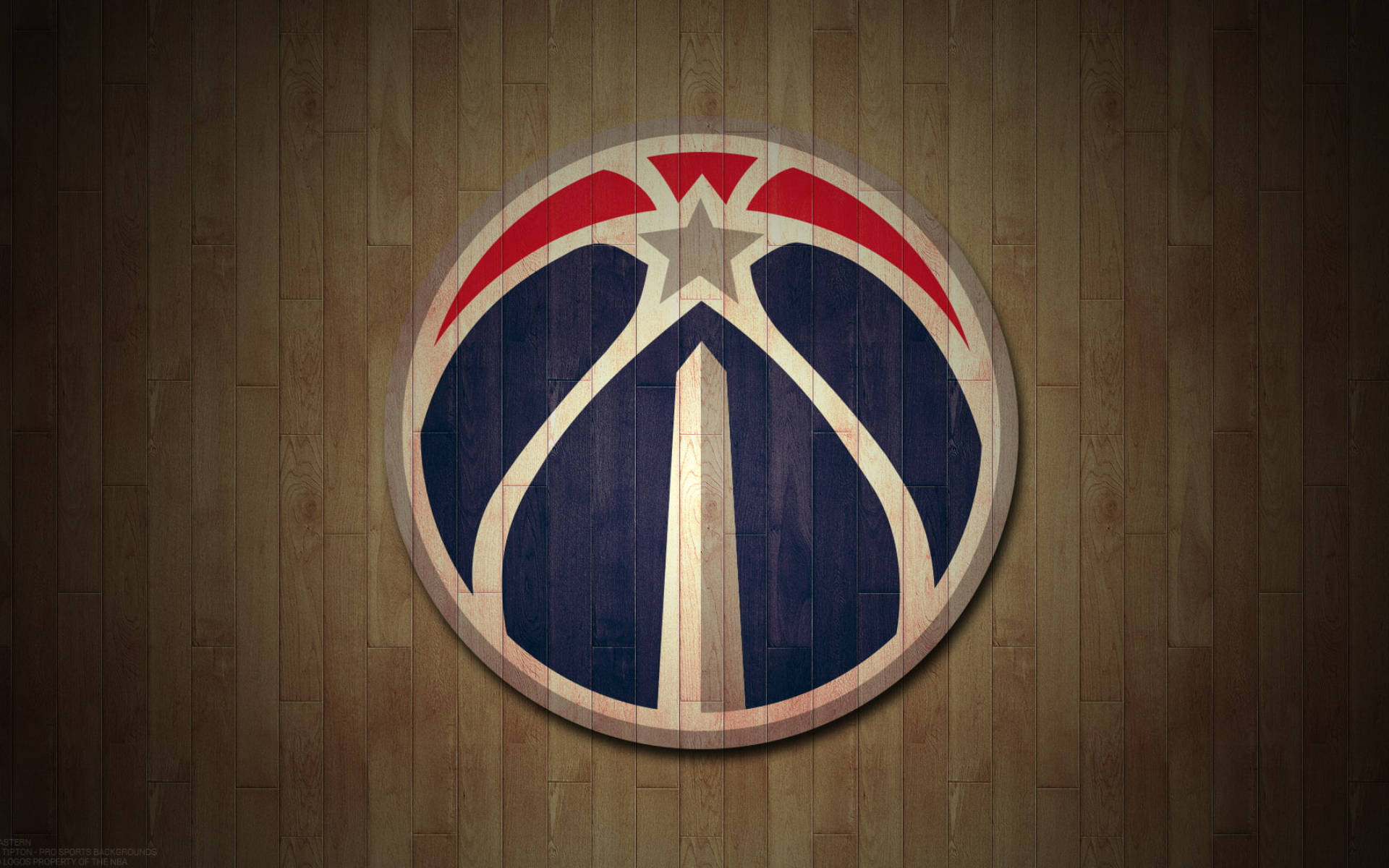 Washington Wizards roundel logo, Washington Monument basketball emblem, Brown hardwood court backdrop, HD Desktop wallpaper
