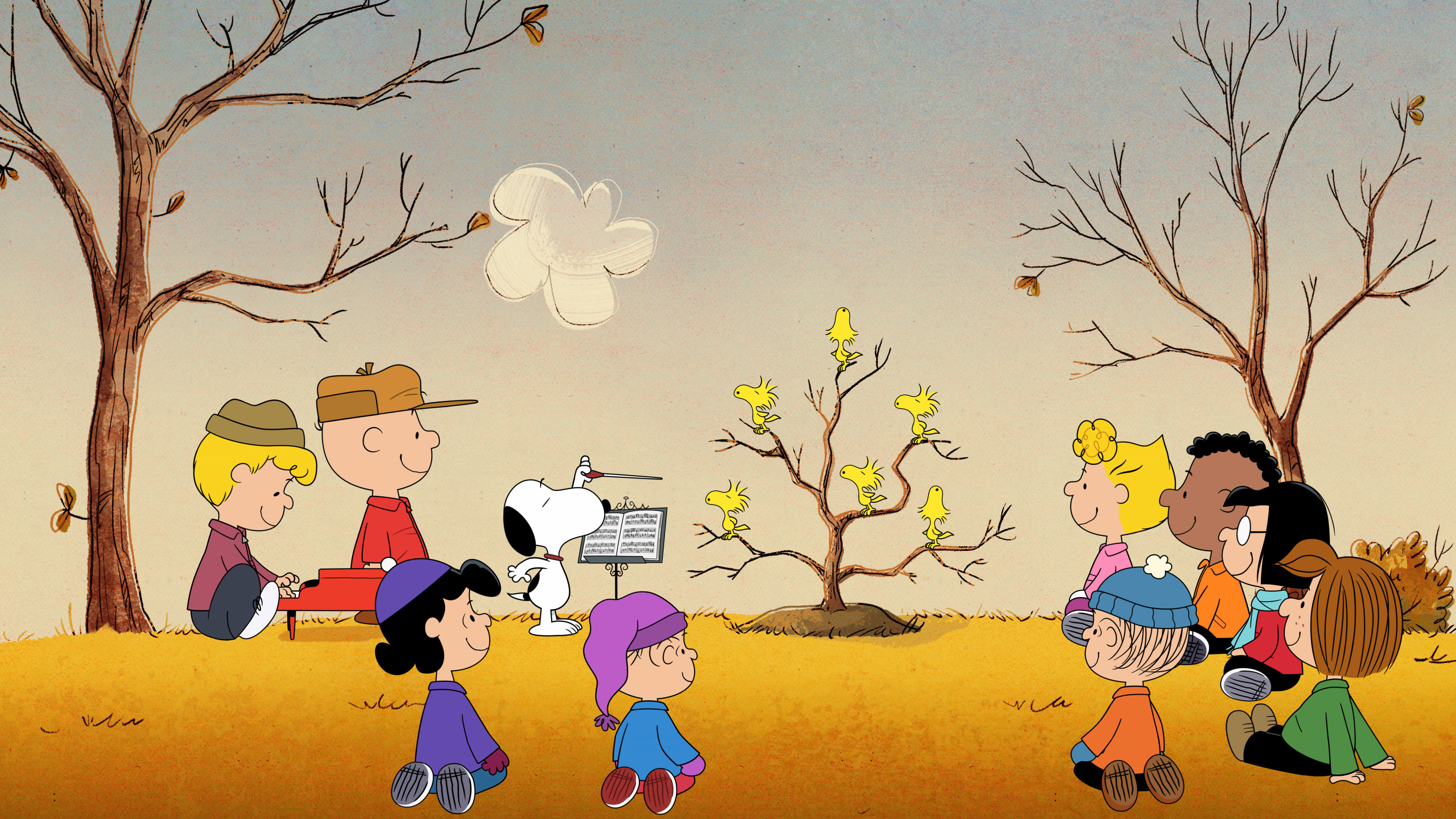 Snoopy, Charlie Brown, Woodstock, Schroeder, Lucy van Pelt, 4K Desktop wallpaper