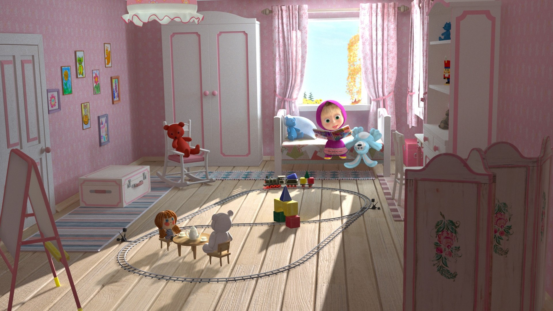 Masha and the Bear, Popular animation, Toy deal, Russian cartoon, 1920x1080 Full HD Desktop