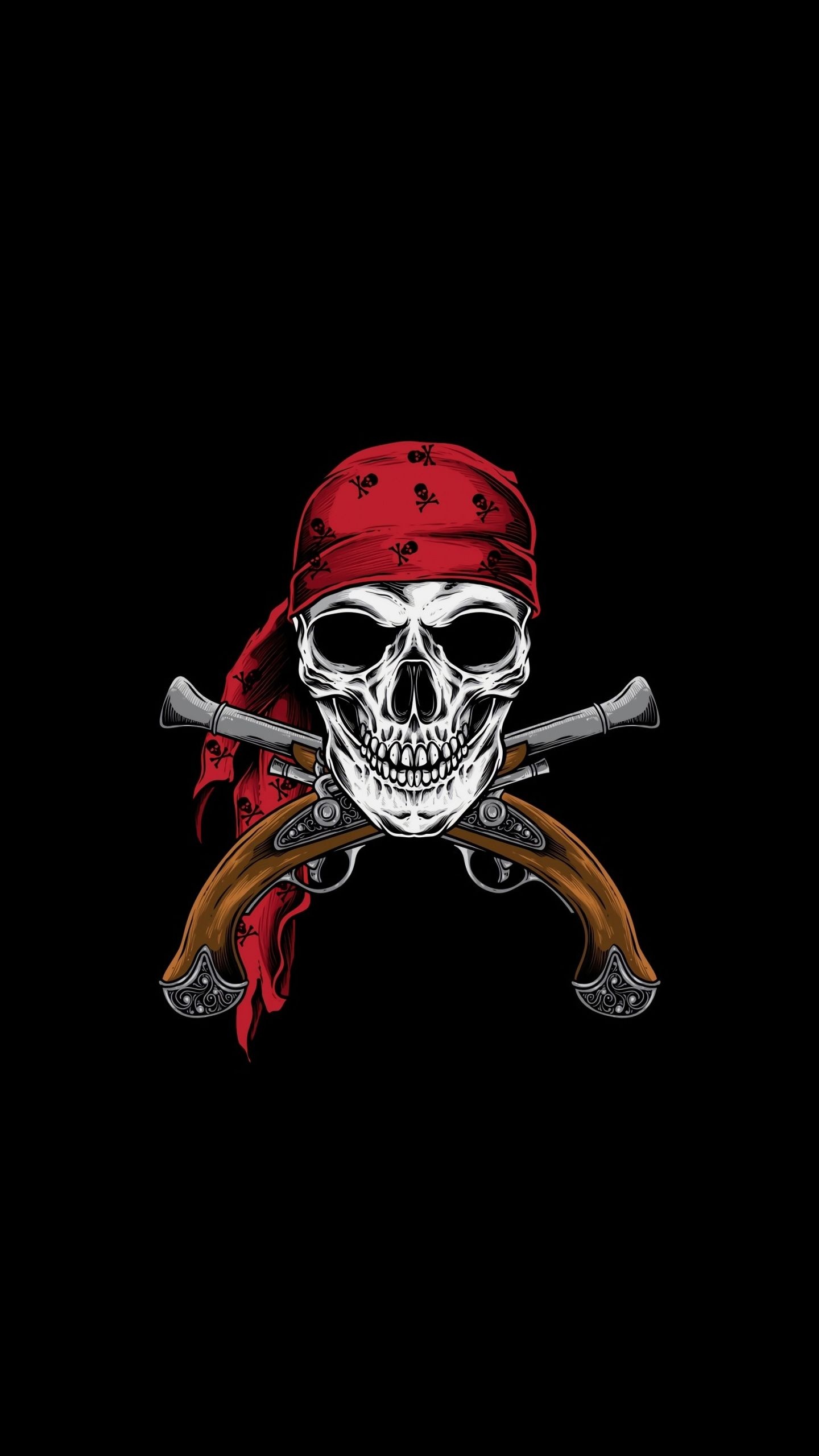Jolly Roger bandana print, Crossed flintlock pistols, Grinning pirate skull, HD Phone wallpaper