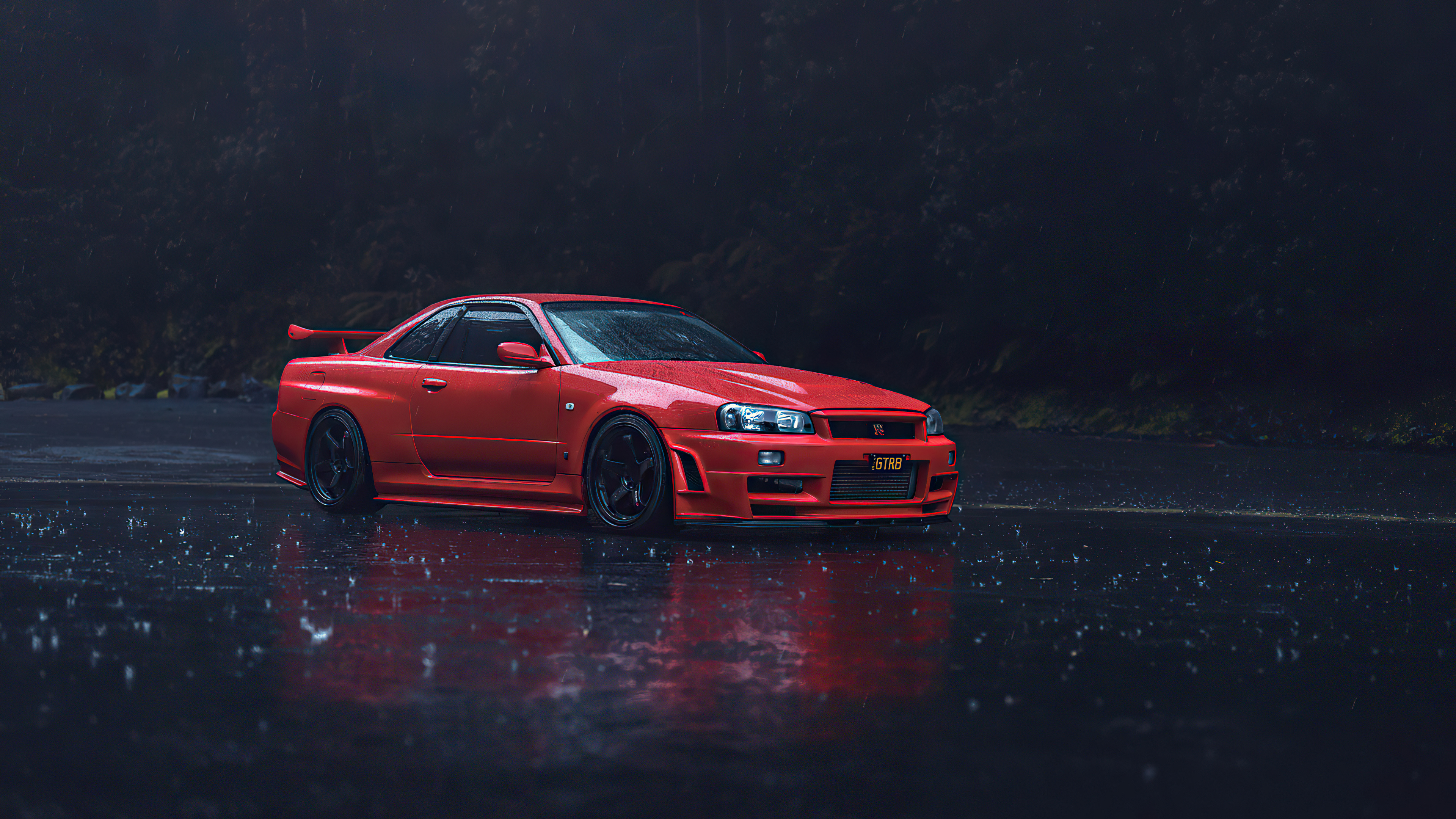 R34 Rain, GTR Skyline Wallpaper, 3840x2160 4K Desktop