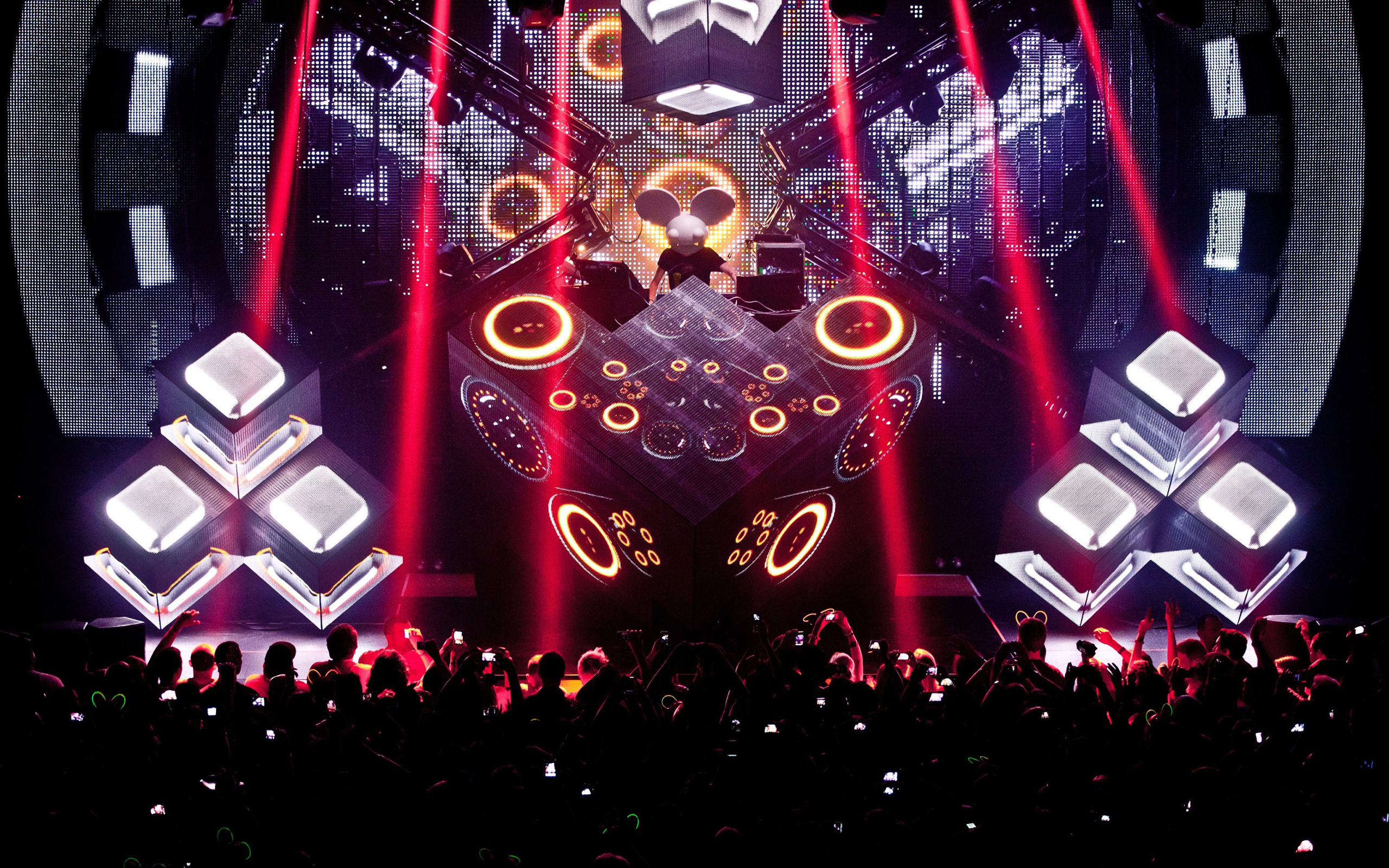 Concert, Deadmau5, Rave crowd, Music, 2560x1600 HD Desktop