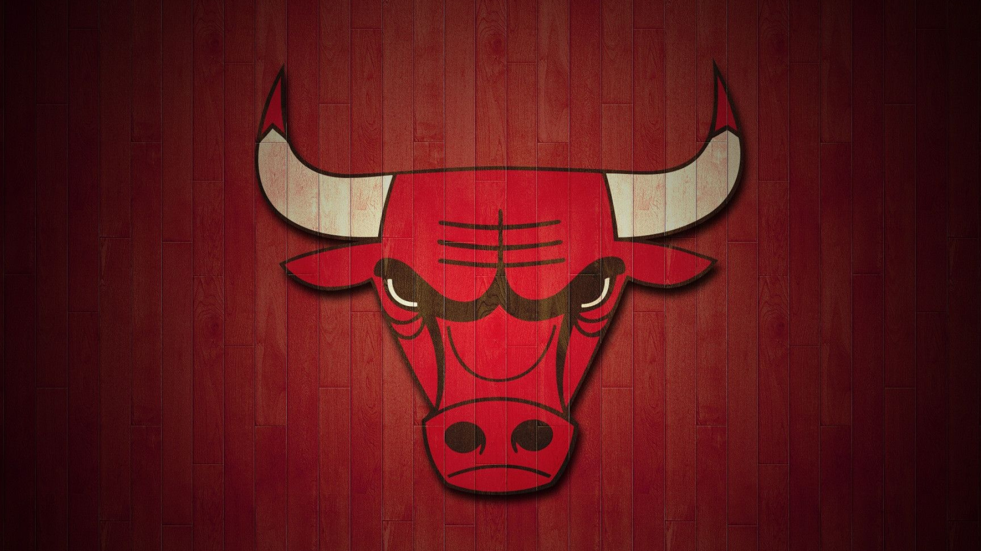 Chicago Bulls logo, Red hardwood plank backdrop, NBA, Full HD Desktop wallpaper