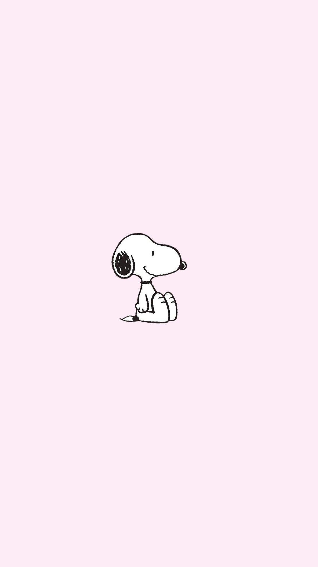 Snoopy, sitting Snoopy sketch, solid pastel pink, HD Phone wallpaper