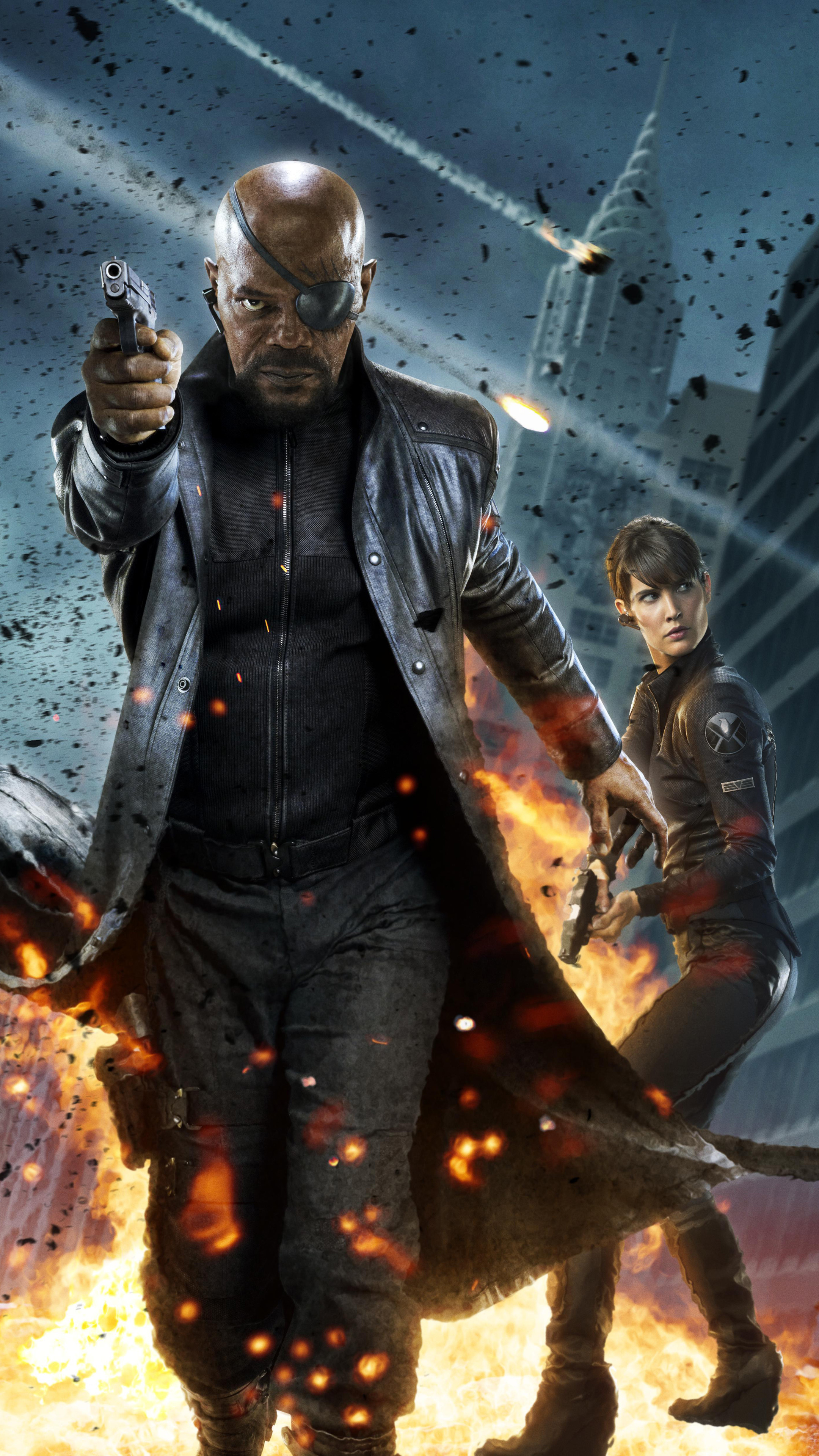 Nick Fury, Maria Hill, Sony Xperia, HD wallpapers, 2160x3840 4K Phone