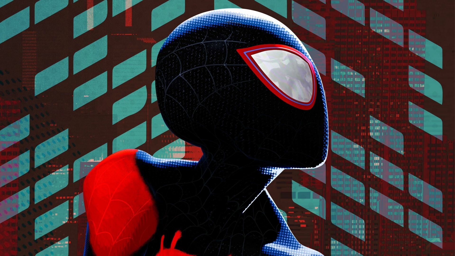 Miles Morales black suit, Spider-Man: Into the Spider-Verse, Dynamic and energetic, Memorable character, 1920x1080 Full HD Desktop