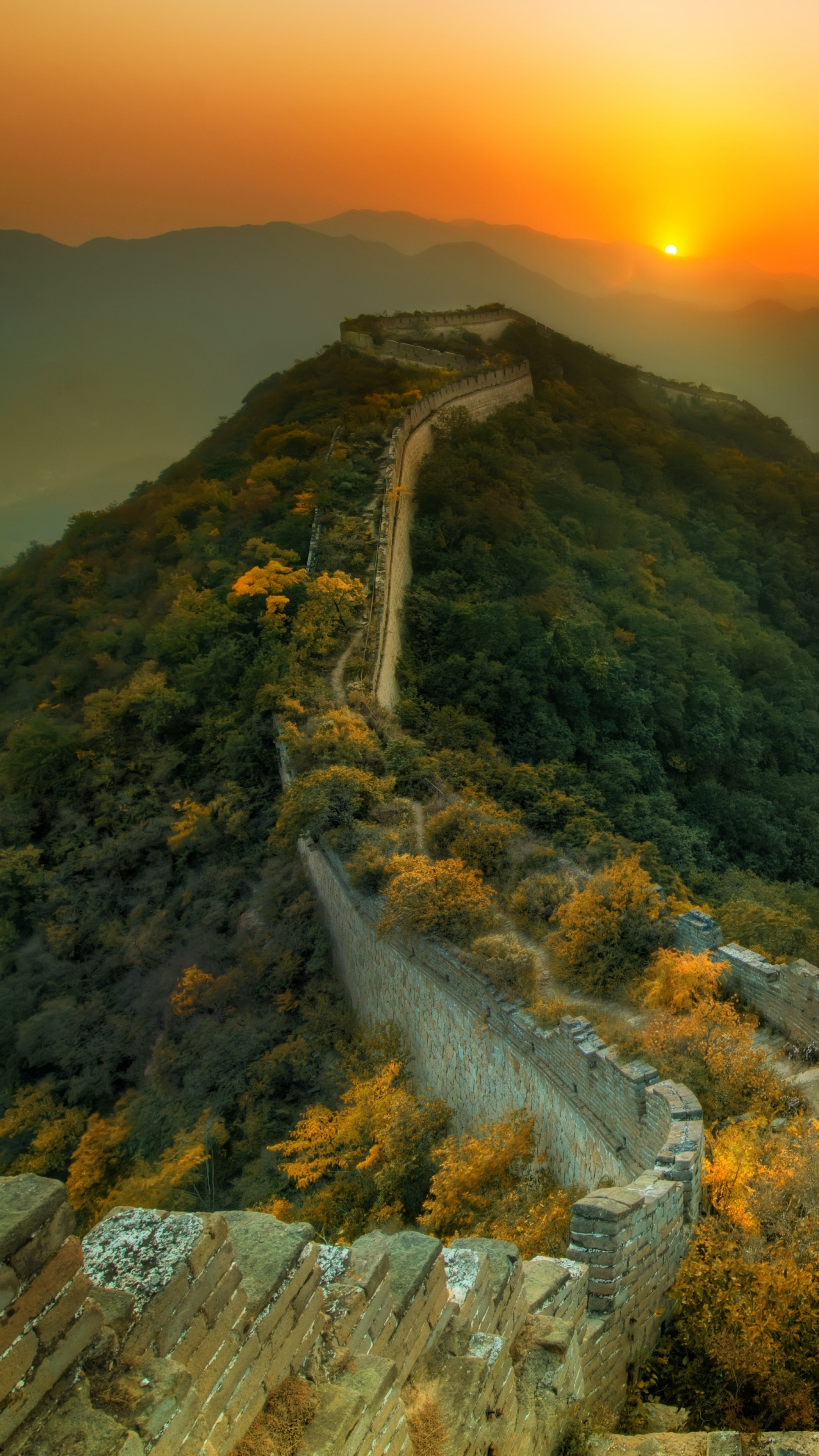 Travel wallpaper, Great Wall sunset, Tourism in China, Breathtaking view, 2160x3840 4K Phone