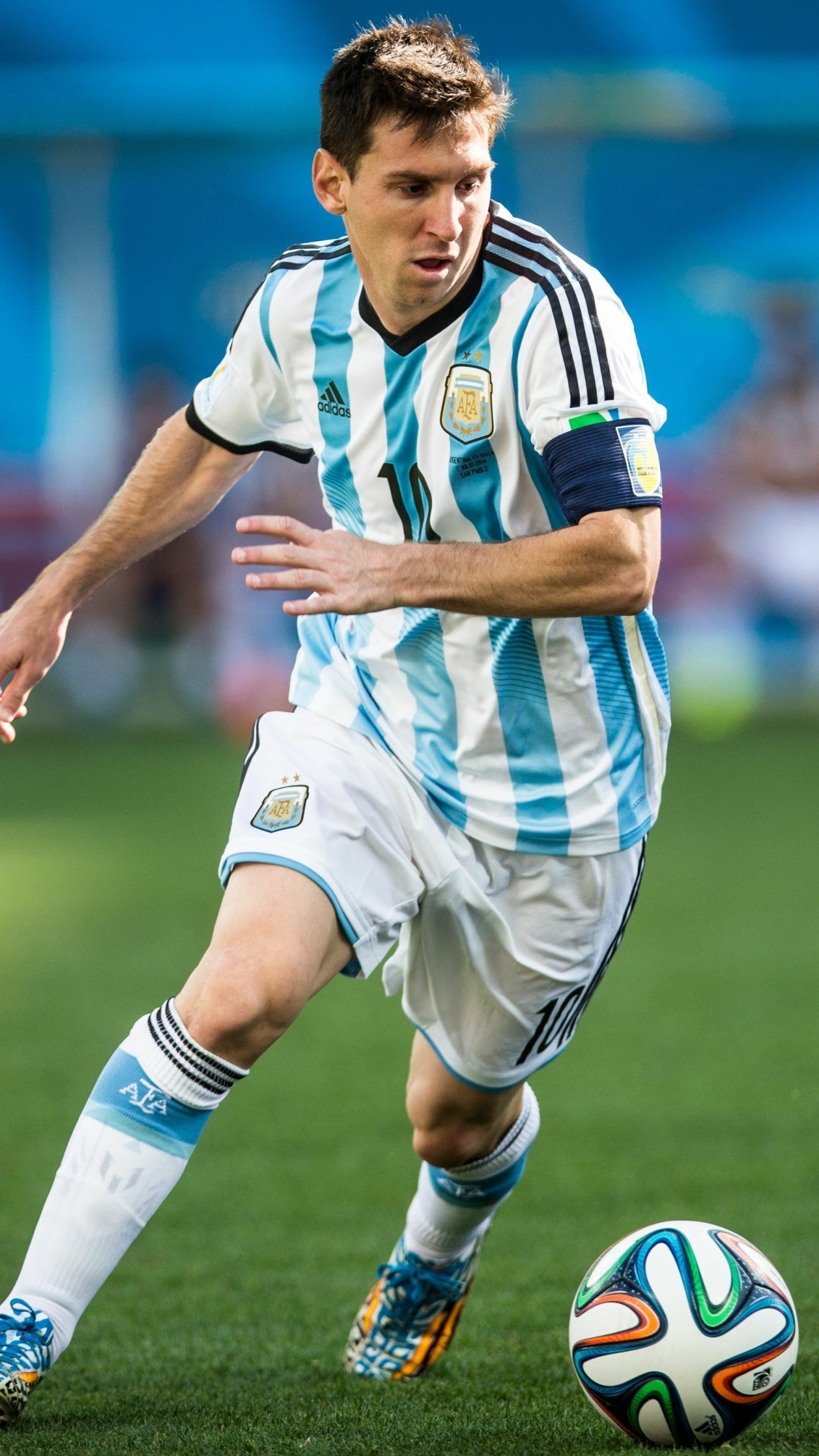 Lionel Messi, Argentina national football team, Adidas Brazuca match ball, HD Phone wallpaper