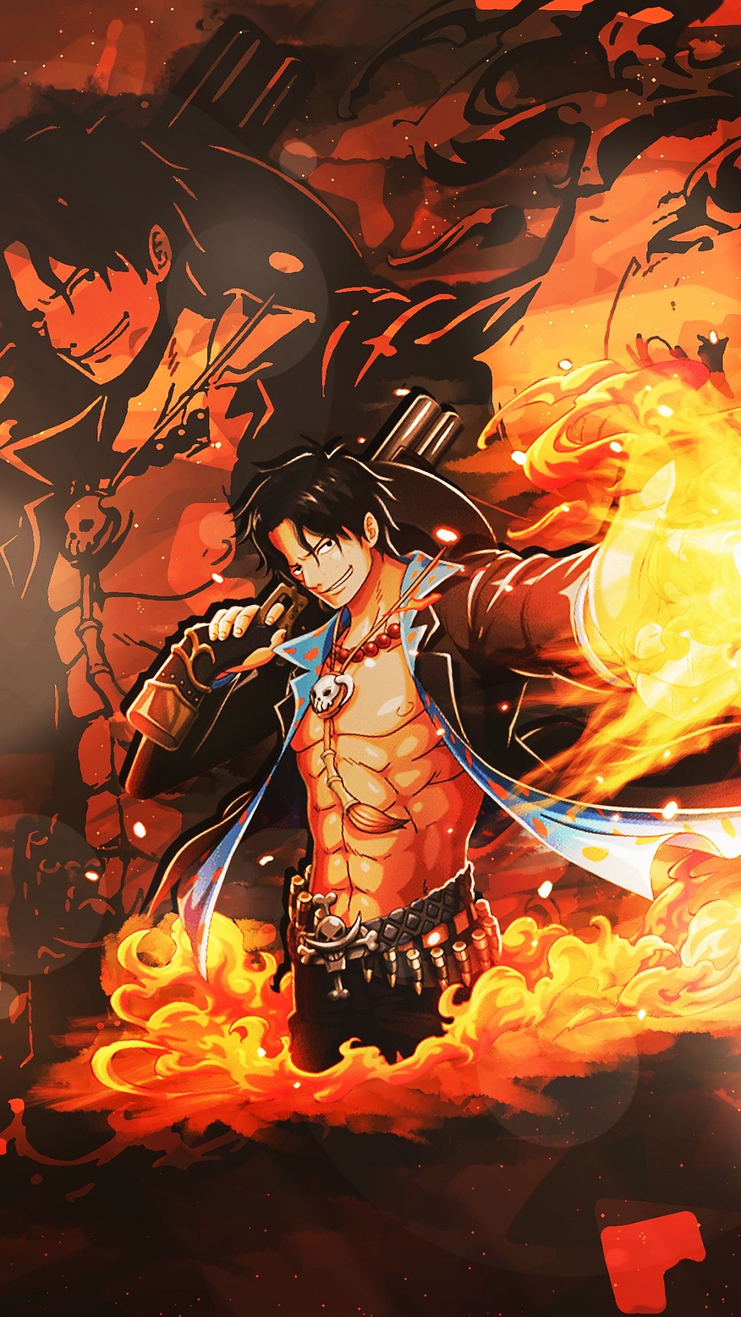 Portgas D. Ace, Mera Mera no Mi, blazing orange flames, Full HD Phone wallpaper