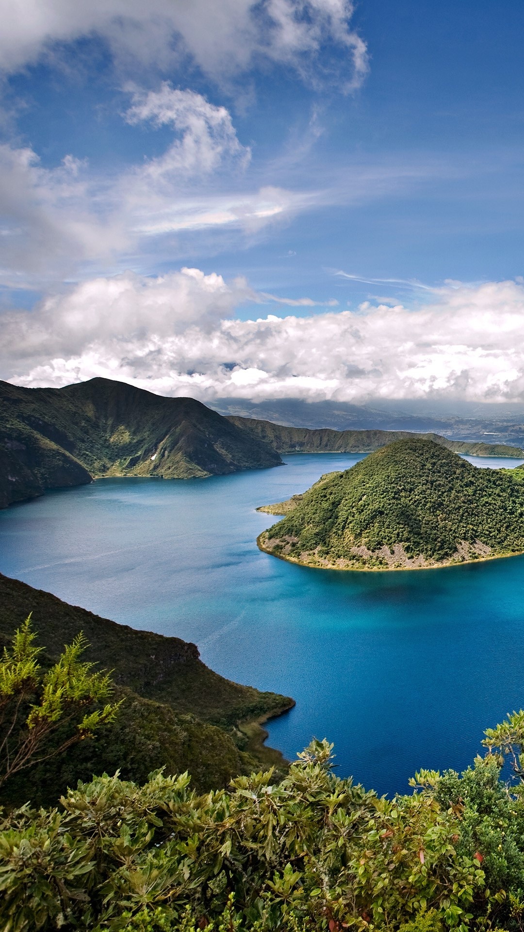 Cuicocha caldera, Crater lake, Cotacachi volcano, Andes Ecuador, 1080x1920 Full HD Phone